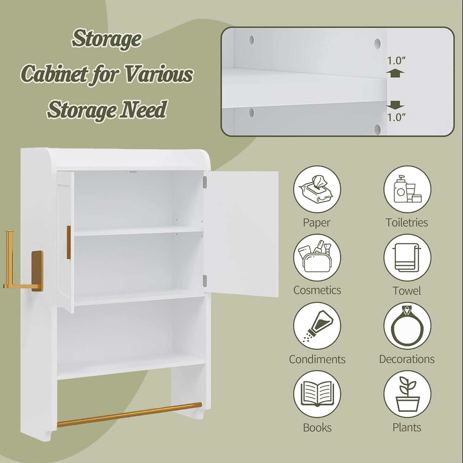 VECELO Bathroom Wall Cabinet, Wall Mounted Medicine Cabinet