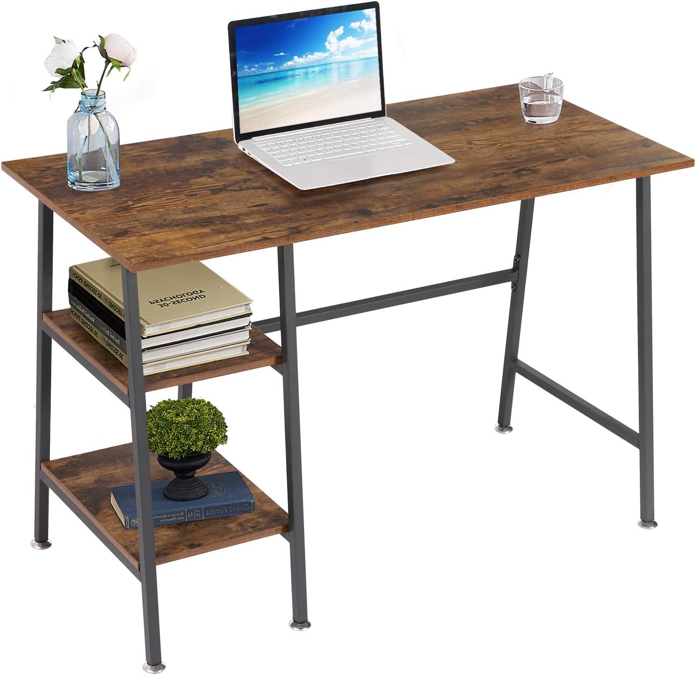 Scrivania per Computer Home Office Solid Wood Computer Desk, Writing And  Reading Workstation Study Desk, with Bookshelf And CPU Bracket (Size :  140x70x75cm) : : Casa e cucina