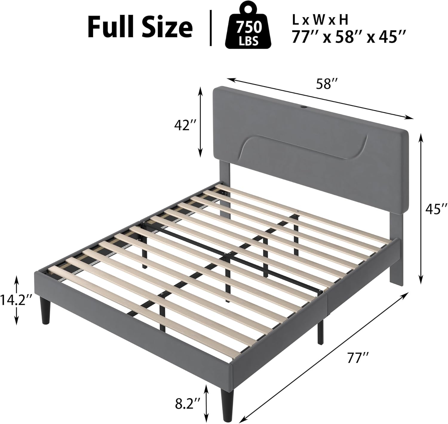 VECELO Bed Frame with LED Lights