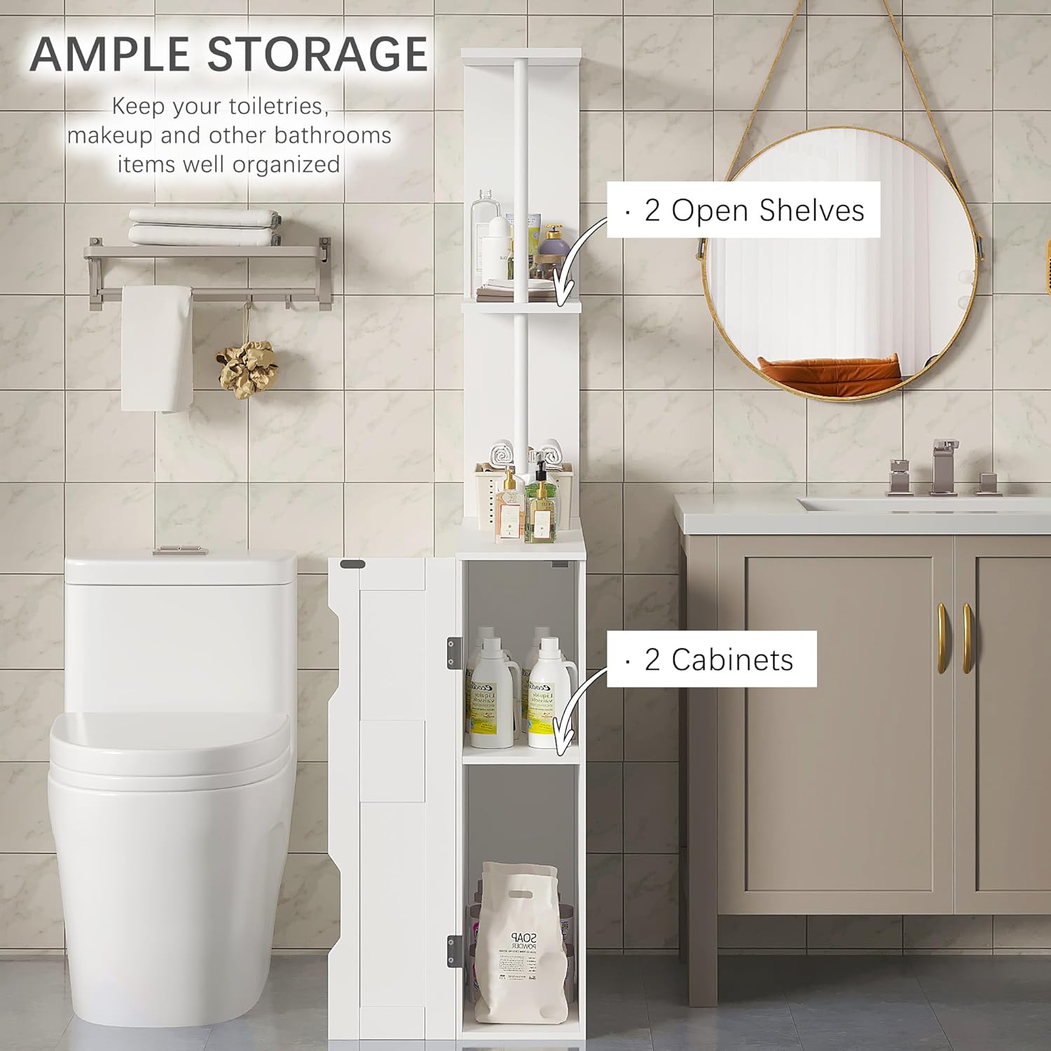 VECELO Slim Bathroom Storage Cabinet with Door