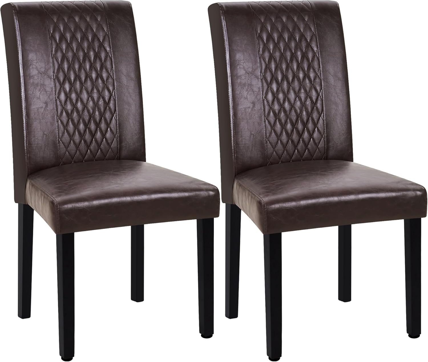 VECELO Dining Chairs Set of 2, Upholstered Fabric Wood Legs High Back for Kitchen Living Room