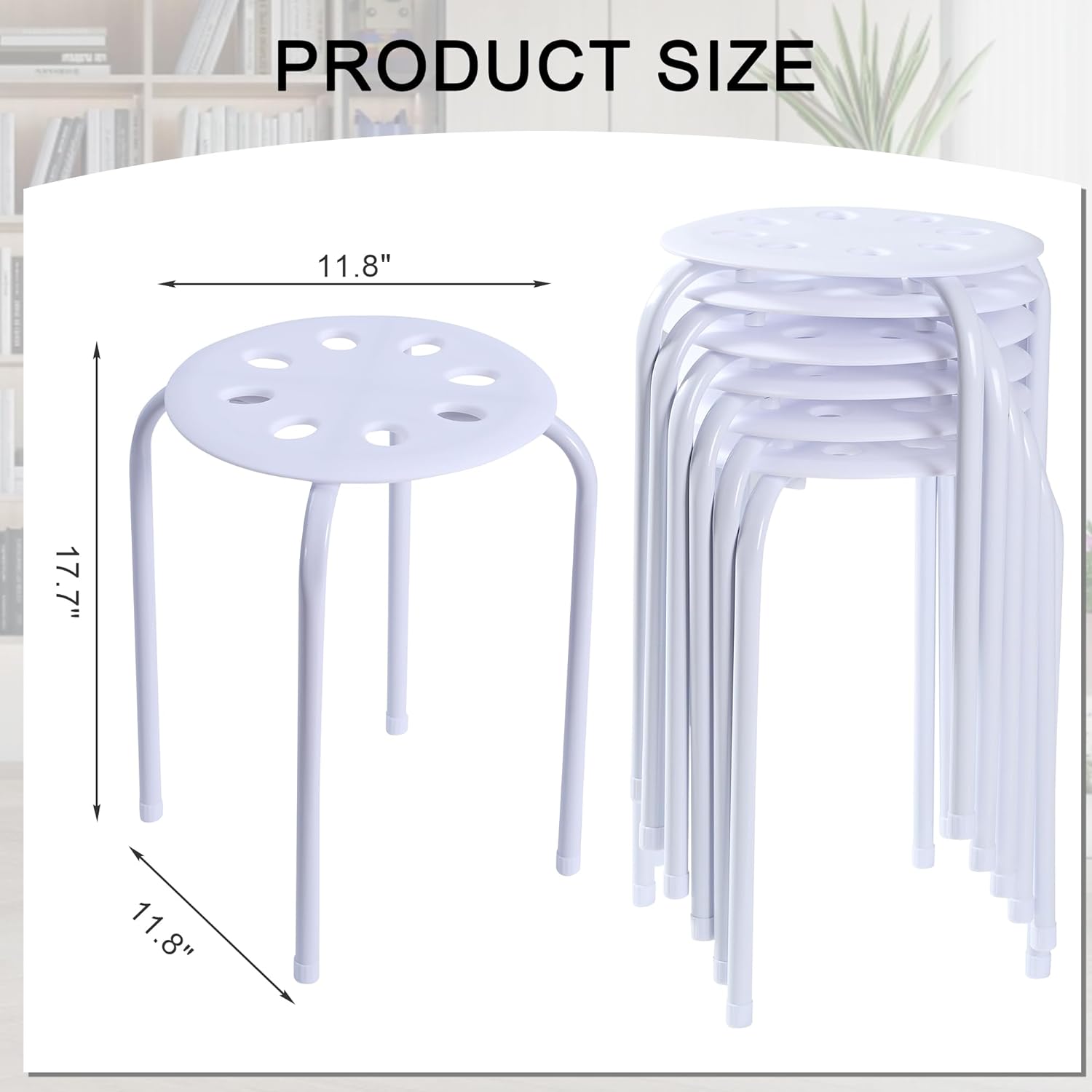 VECELO 6-Piece Stacking Stools, 17.7 Inch Standard Height