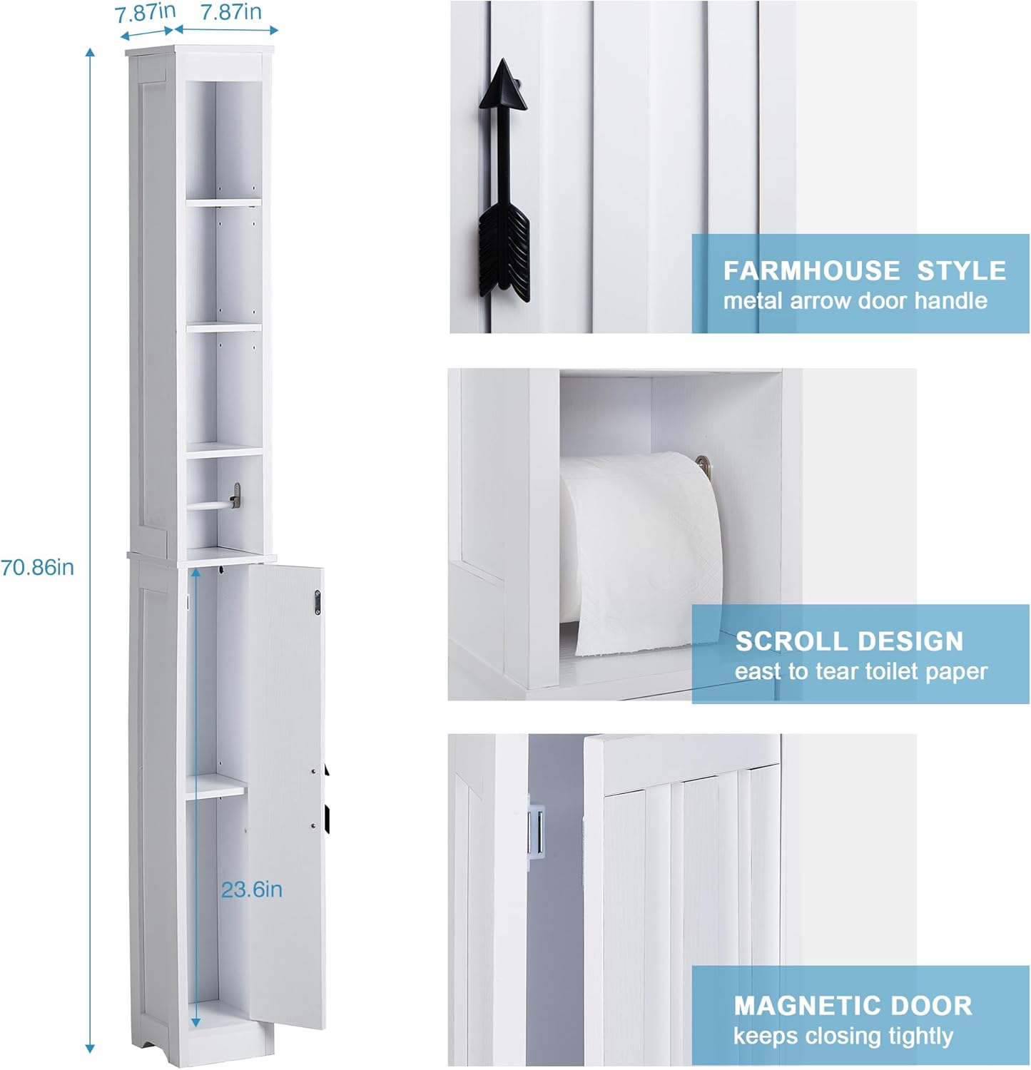 VECELO Bathroom Tall Cabinet with Adjustable Shelves