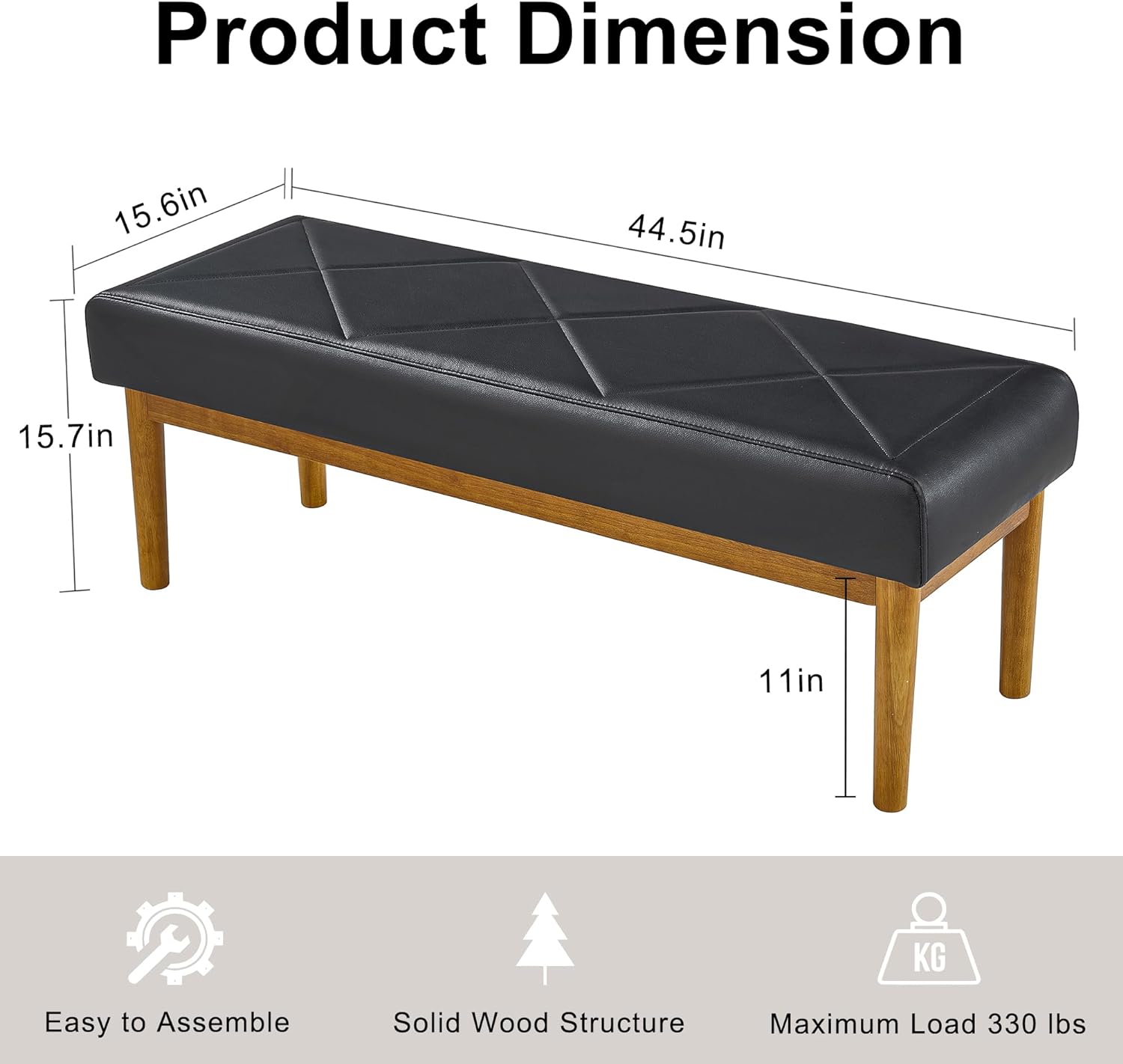 VECELO 44.5 Upholstered Entryway Bench Dining Table Ottoman Seats with