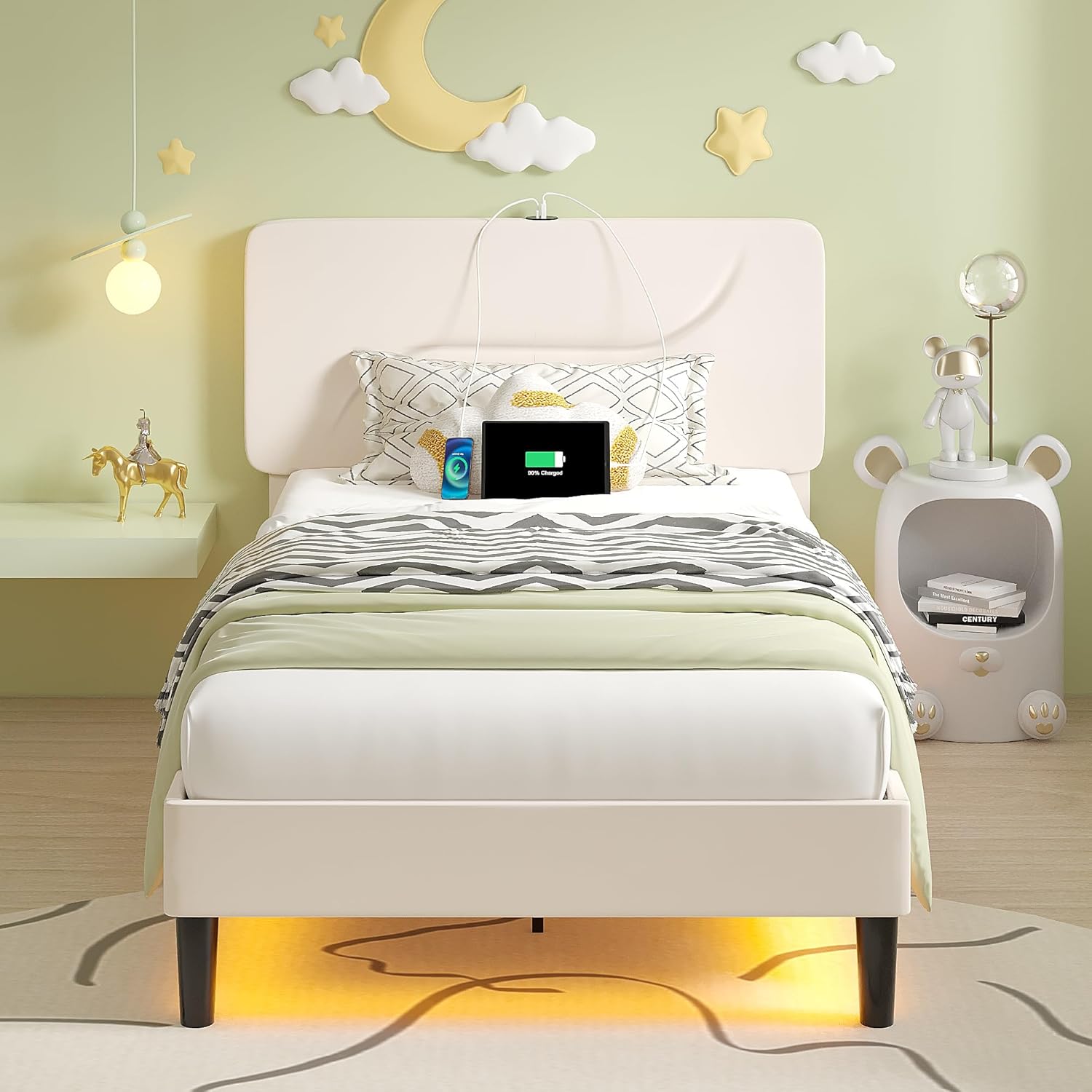 VECELO Bed Frame with LED Lights