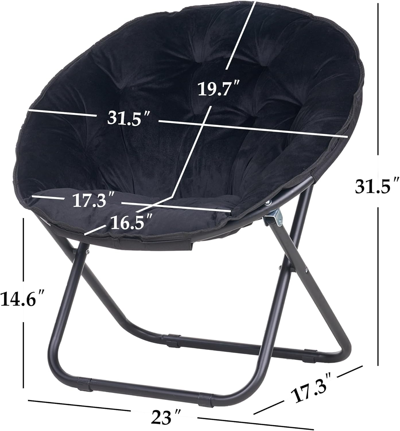 VECELO Saucer Chair for Adults, Folding Moon Chair with Metal Frame