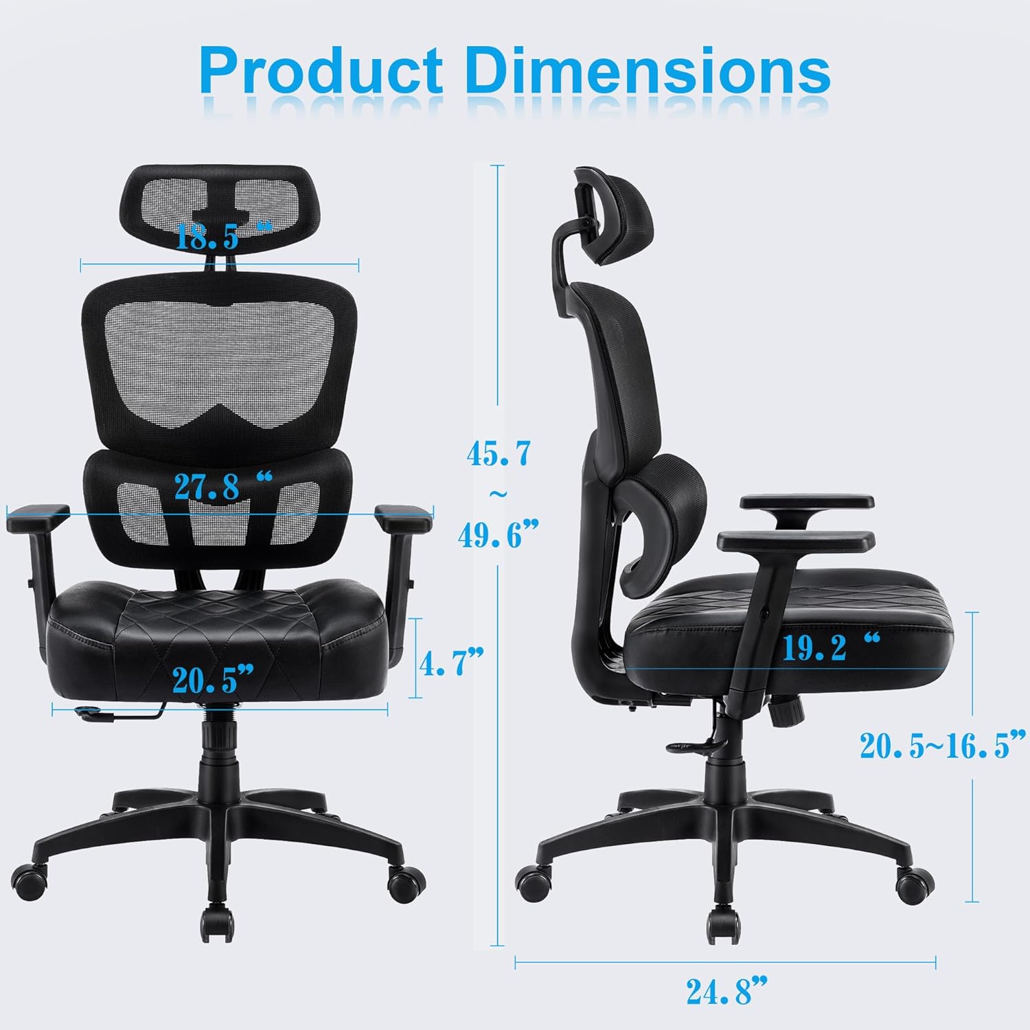 VECELO Tall Swivel Ergonomic High Back Mesh Office Chair with Adjustable Headrest&Armrest