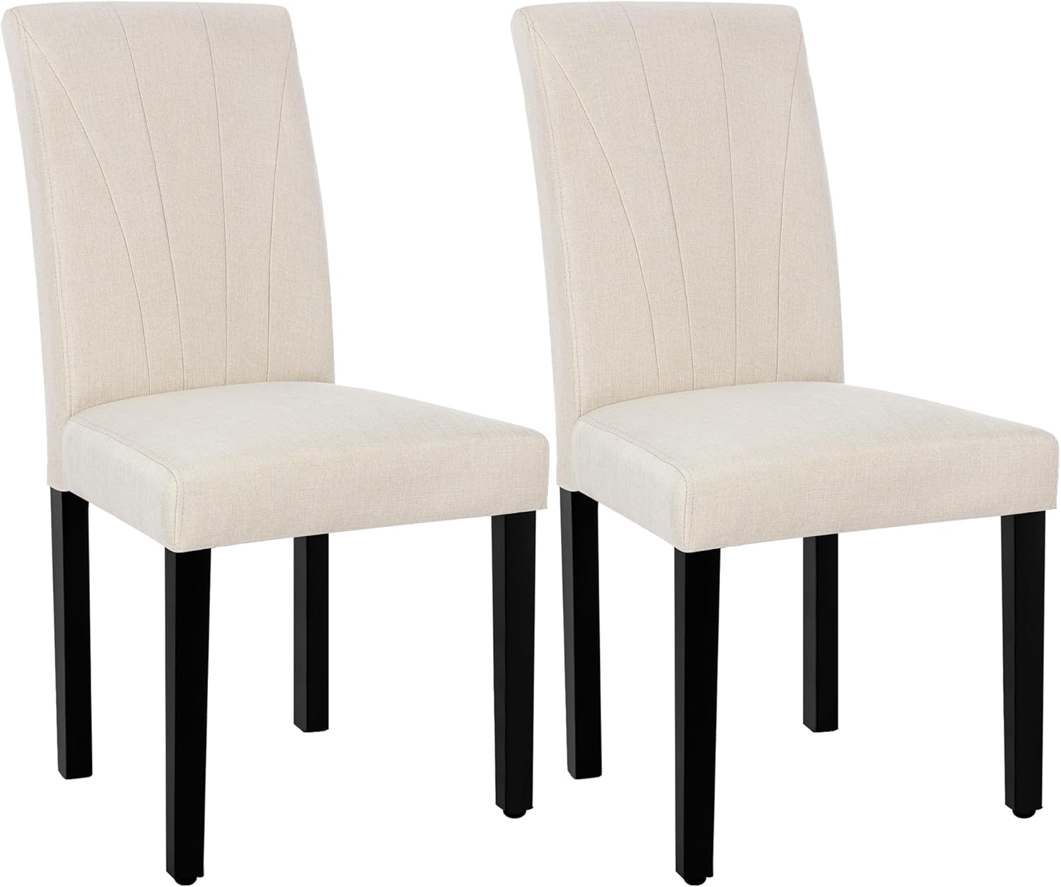 VECELO Set of 2 Upholstered Dining Chairs, Modern Fabric and Solid Wood Legs & High Back