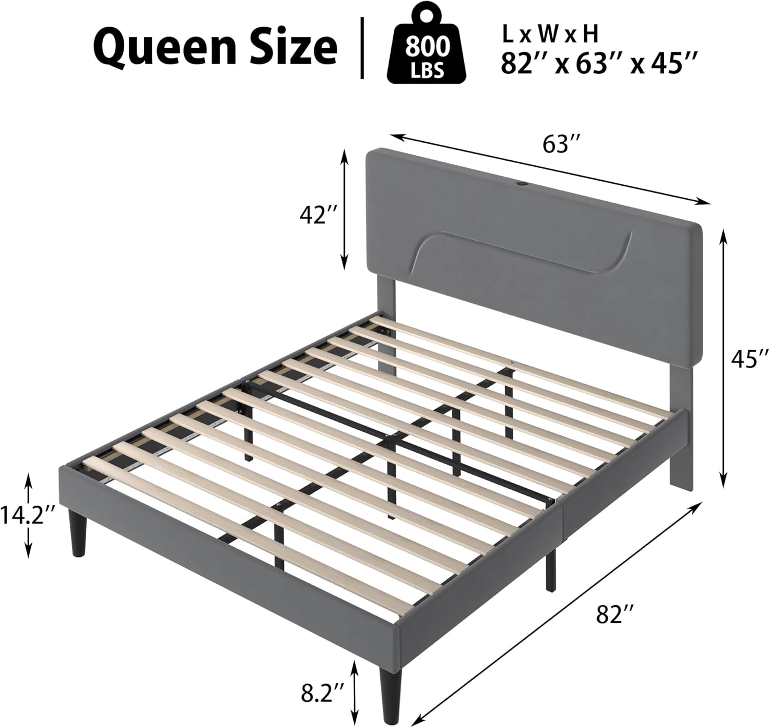 VECELO Bed Frame with LED Lights