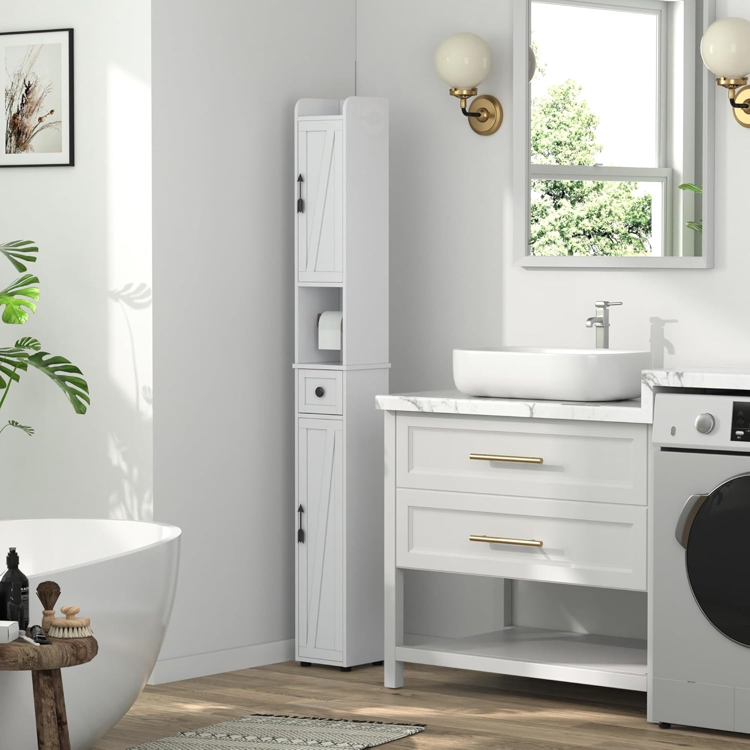 VECELO Bathroom Tall Cabinet with Adjustable Shelves