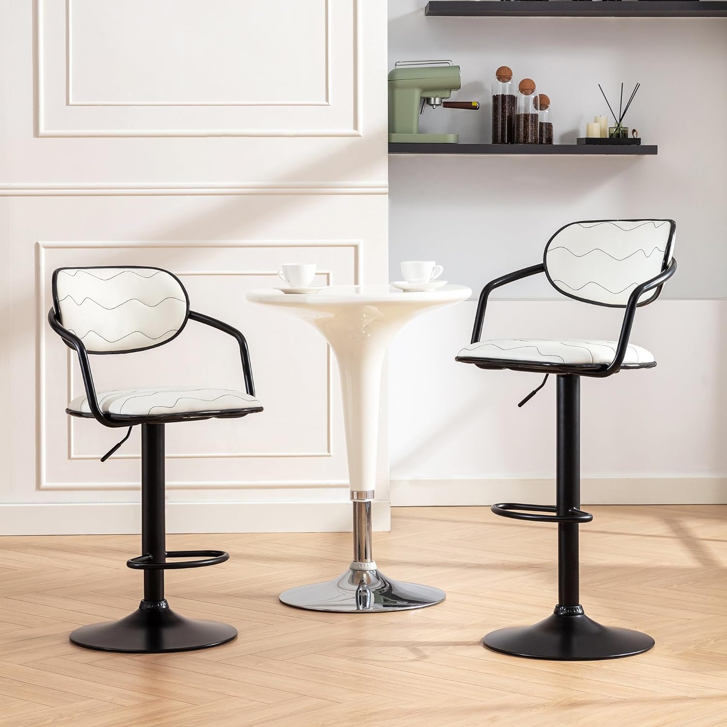 VECELO Bar Stools Set of 2 Adjustable Counter Height Barstools with B