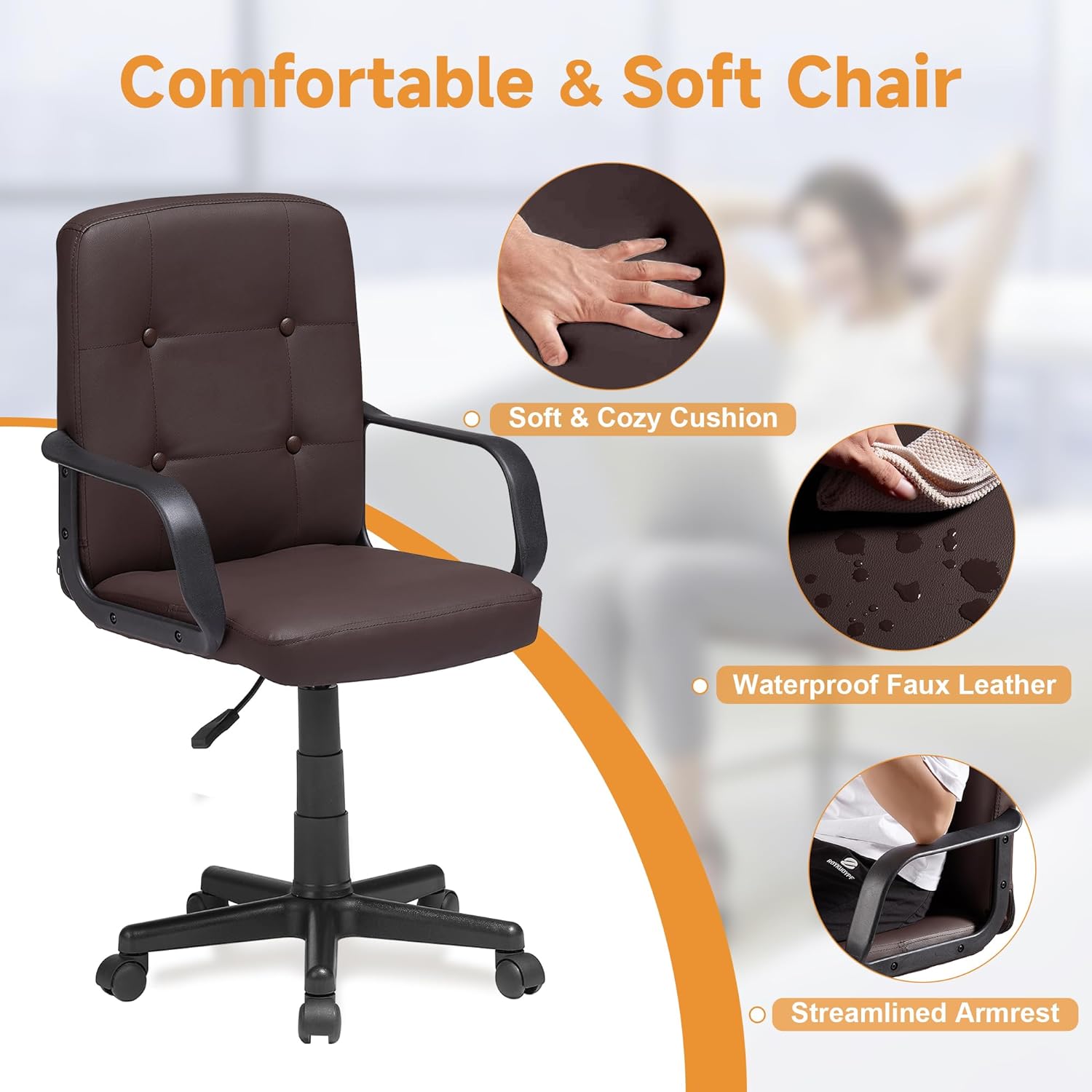 VECELO Home Office Desk Chair with Armrests