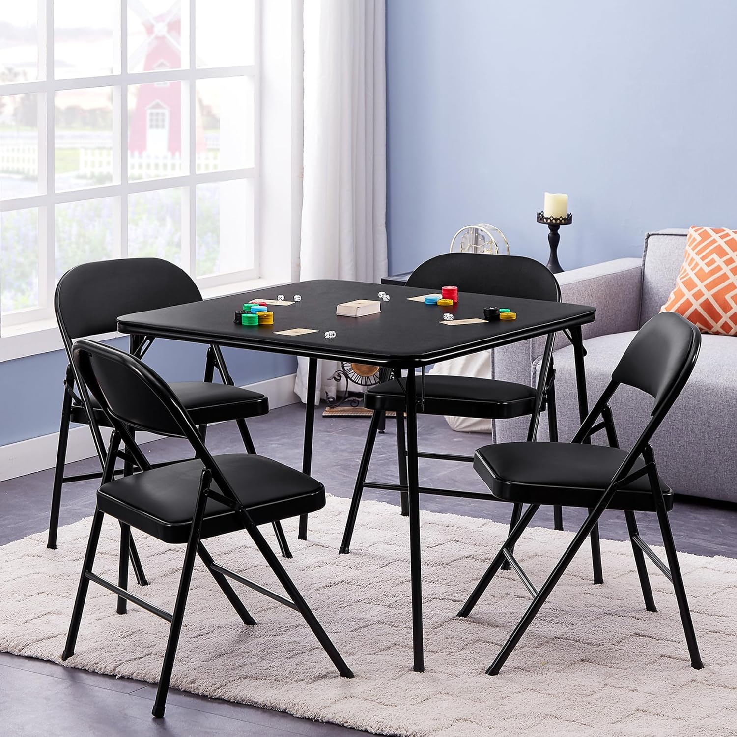 Metal folding table online and chairs