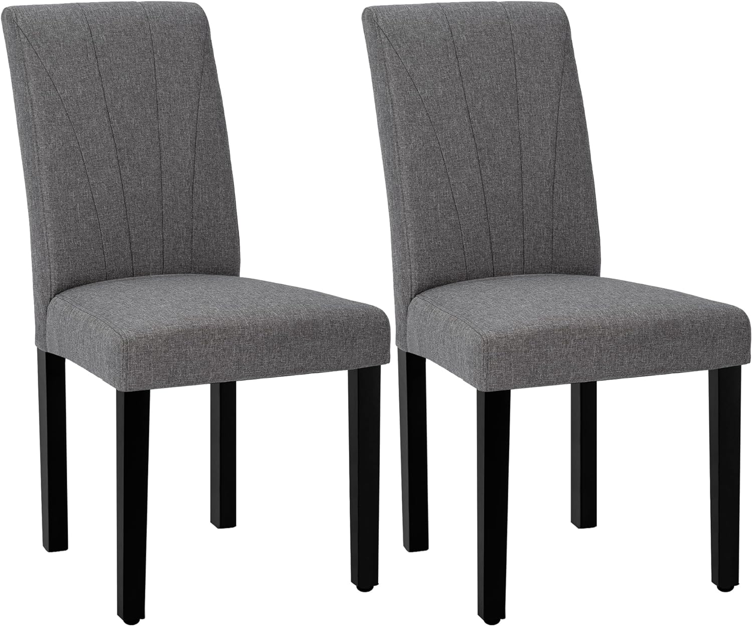 VECELO Set of 2 Upholstered Dining Chairs, Modern Fabric and Solid Wood Legs & High Back