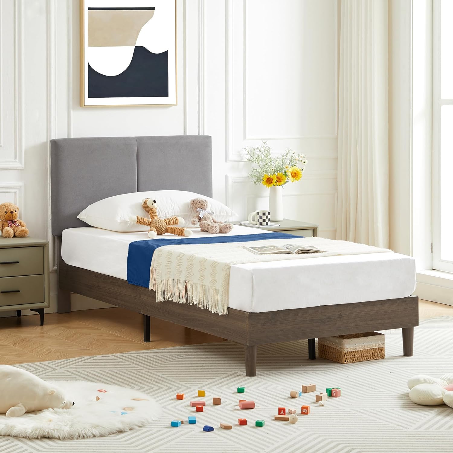 Bed frame deals with upholstered headboard