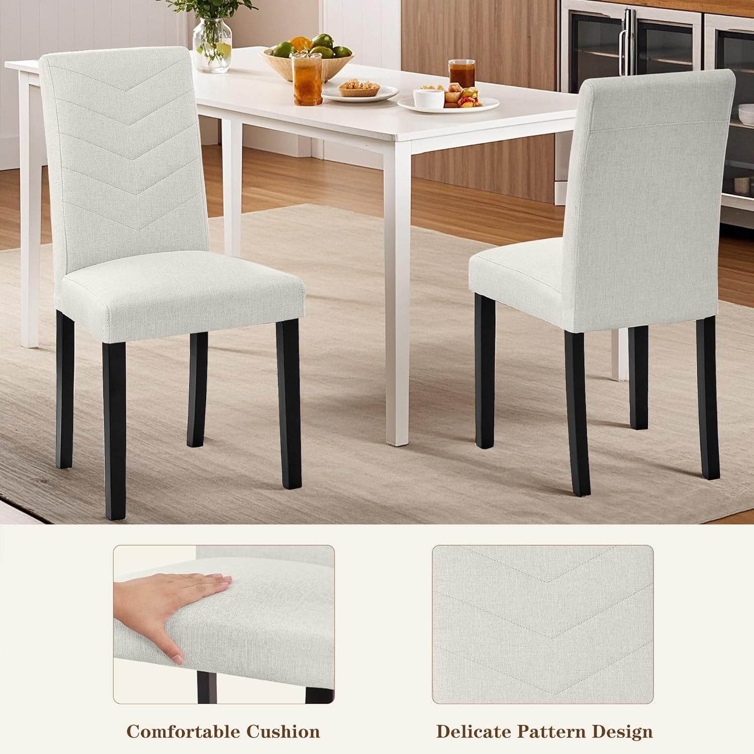 VECELO Upholstered Dining Chairs Set of 2