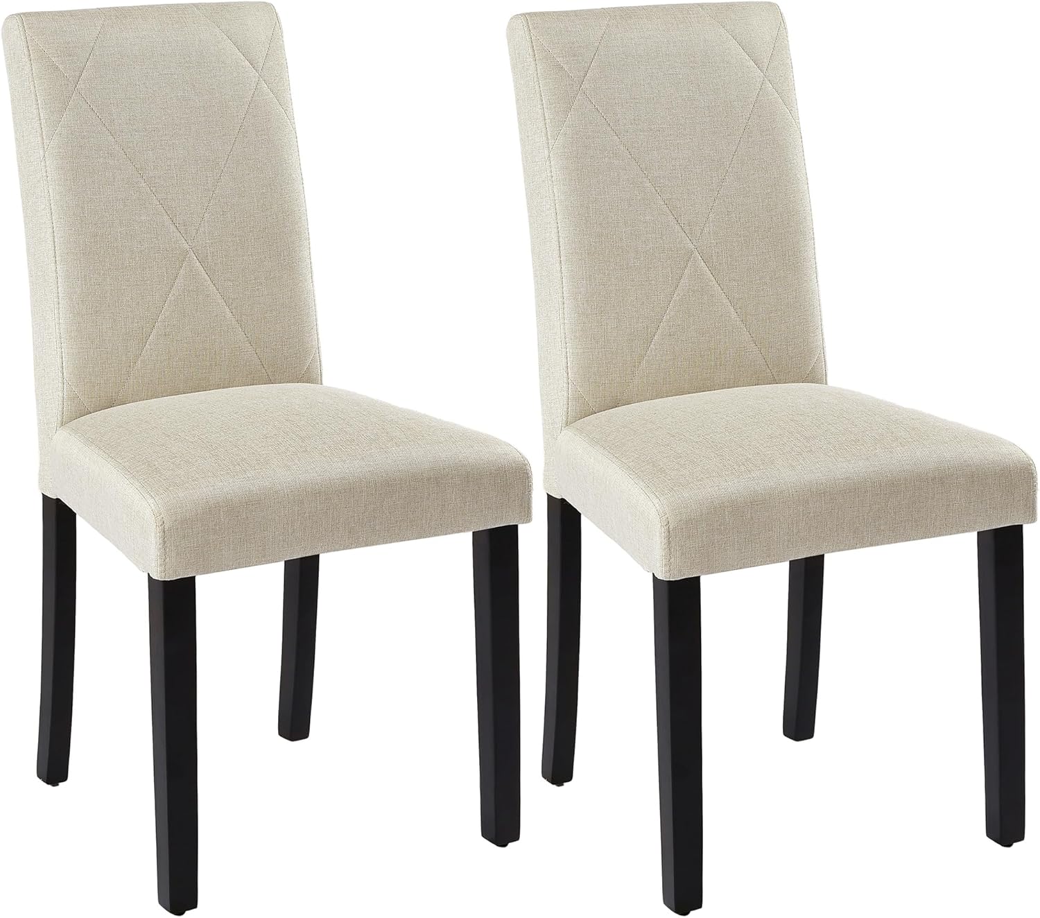 VECELO Upholstered Dining Chairs Set of 2 Modern Fabric and High Back & Solid Wood Legs for Kitchen