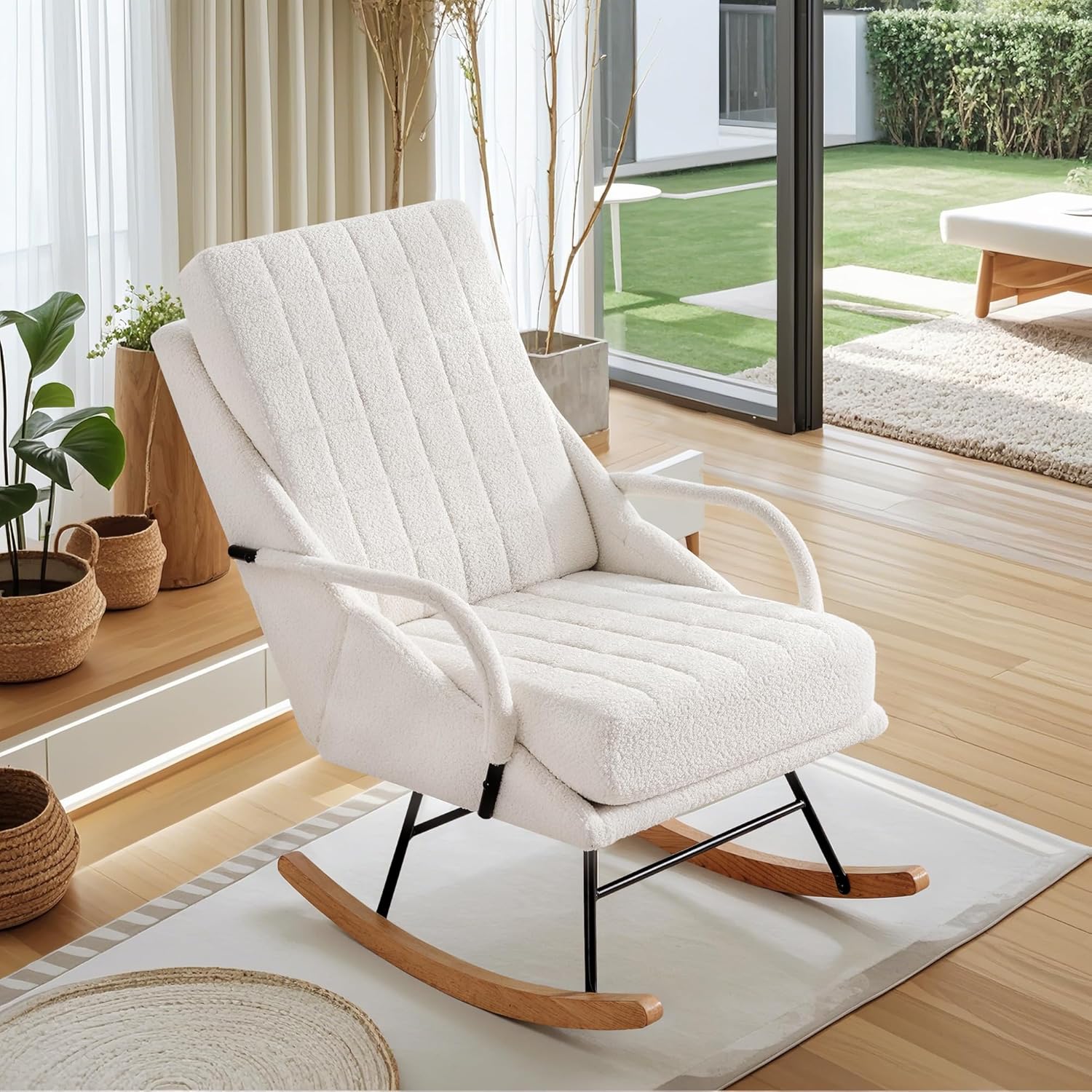 Fashion white leather rocking chair