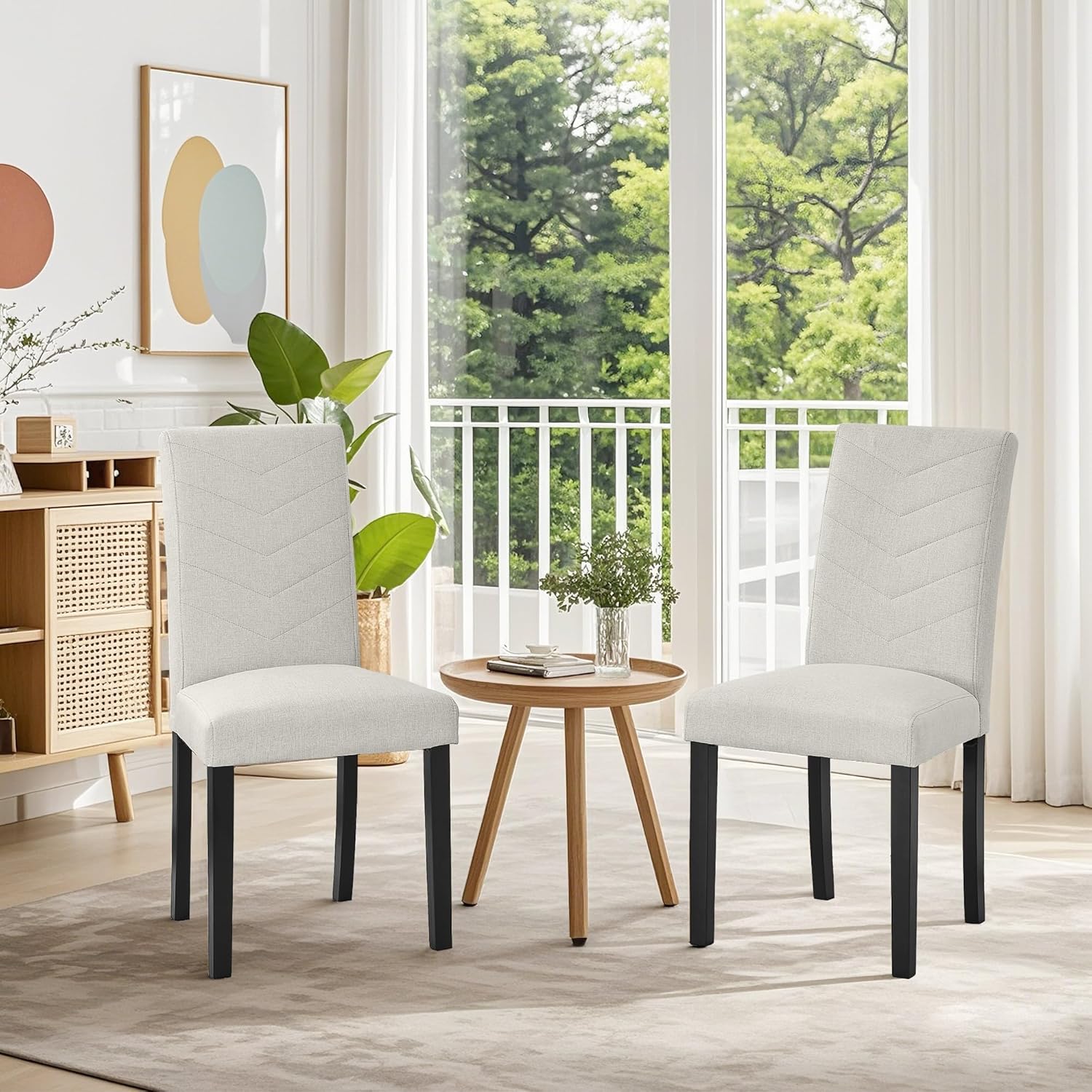 VECELO Upholstered Dining Chairs Set of 2