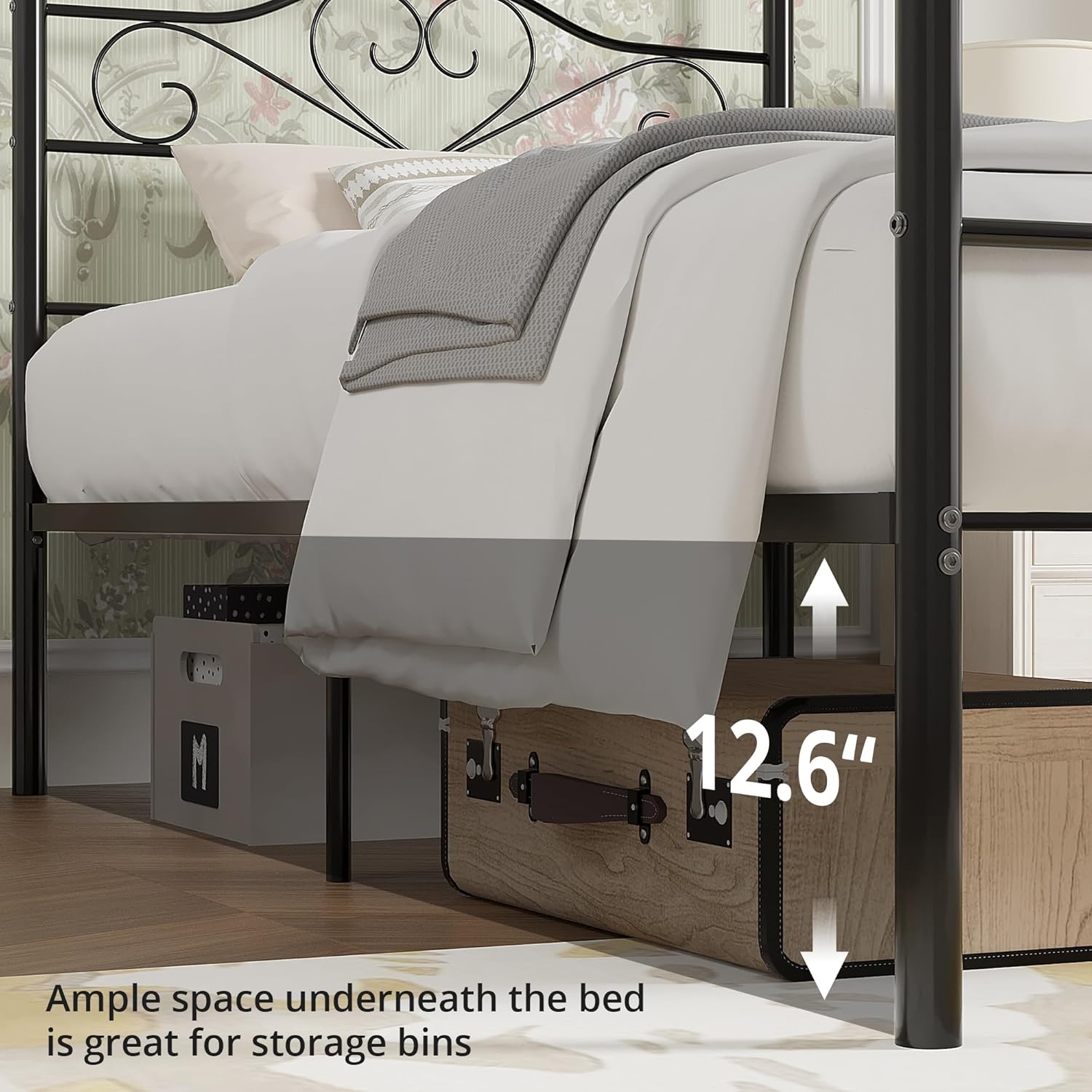 VECELO Twin Canopy Bed Frame with Headboard and Footboard