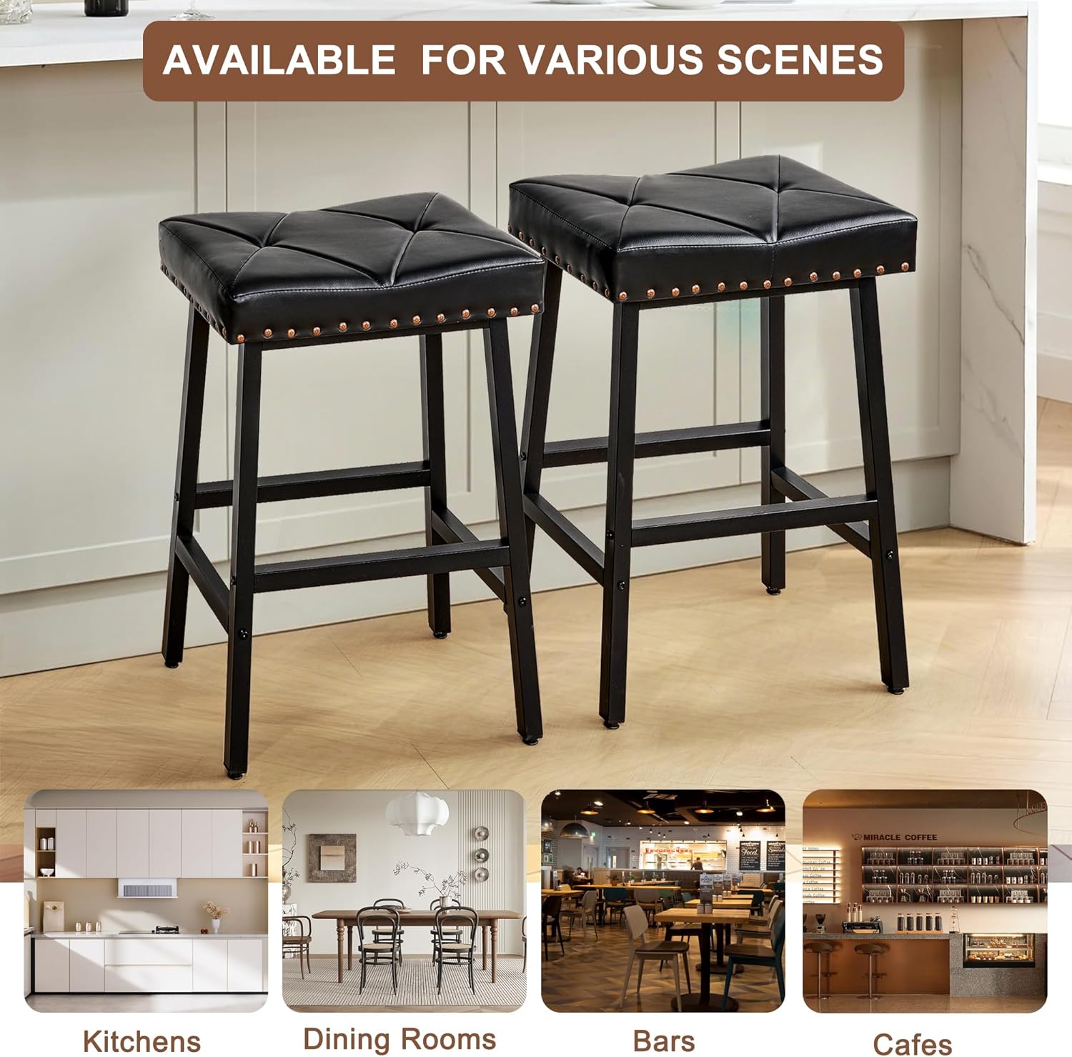 VECELO 25 inch Counter Height Stools for Kitchen Island