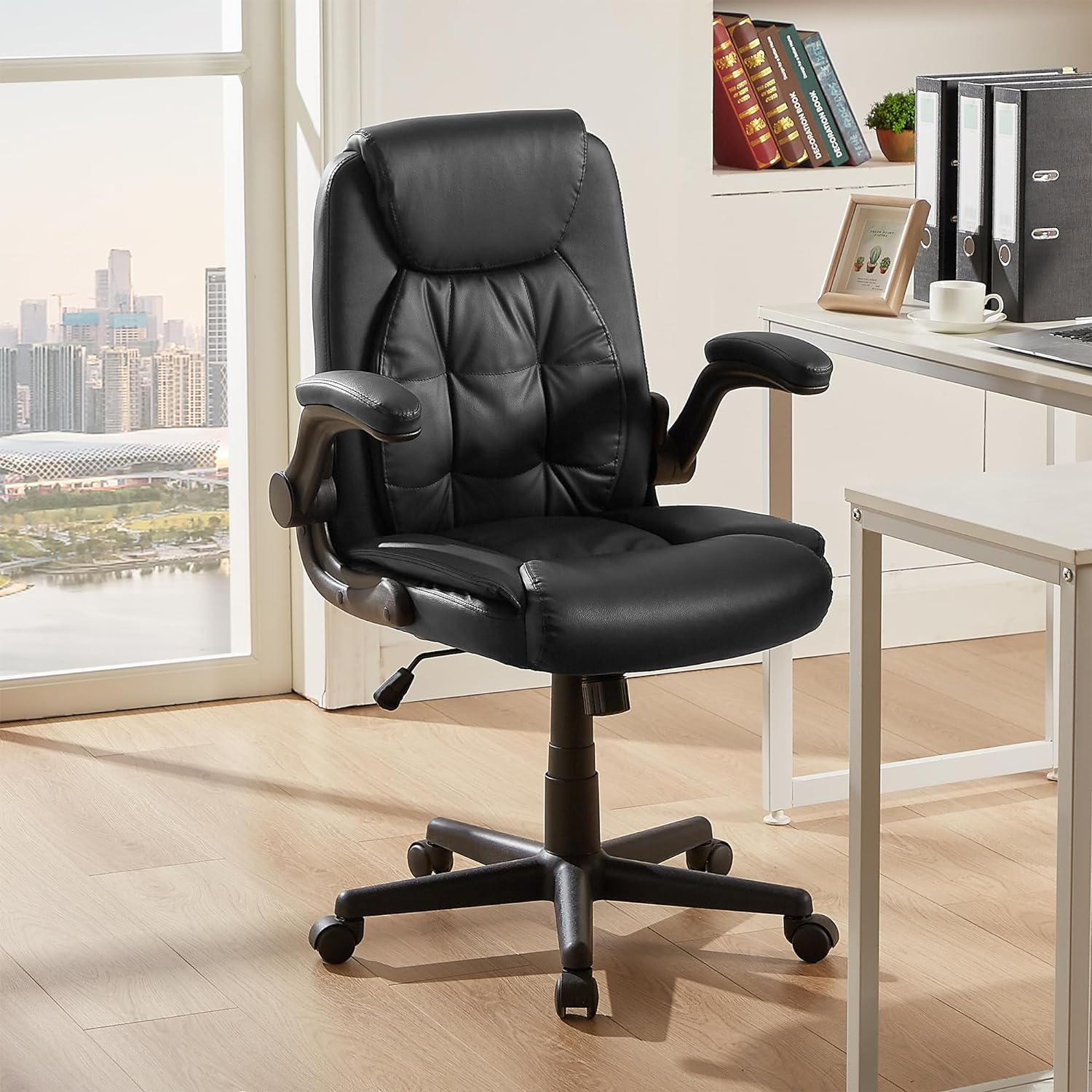 Black leather executive office chair hot sale