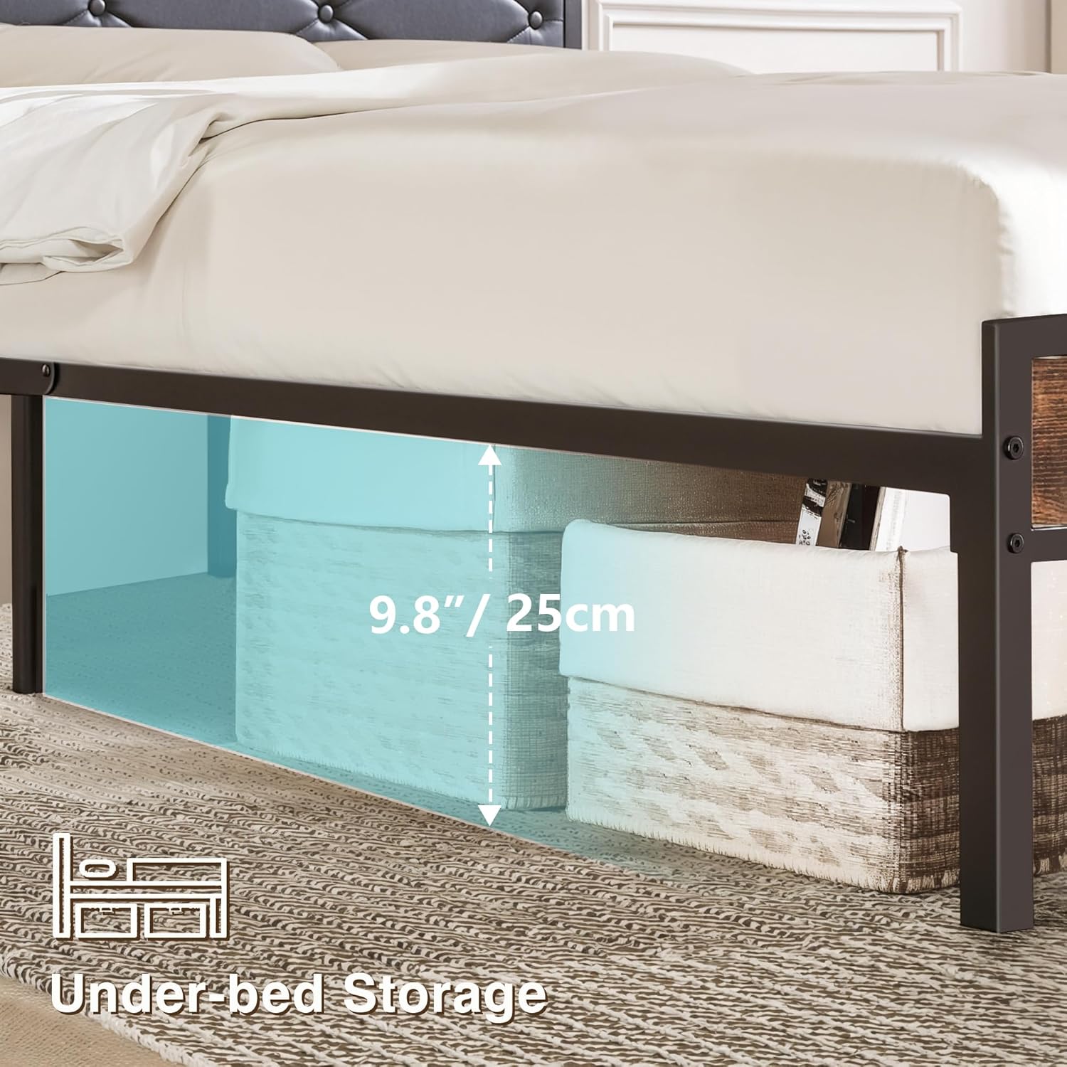 VECELO Twin Size Bed Frame with Headboard & Footboard