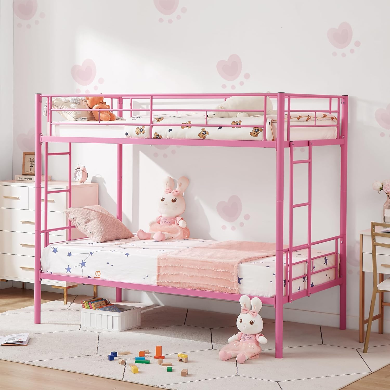 Pink bunk bed shop twin over full