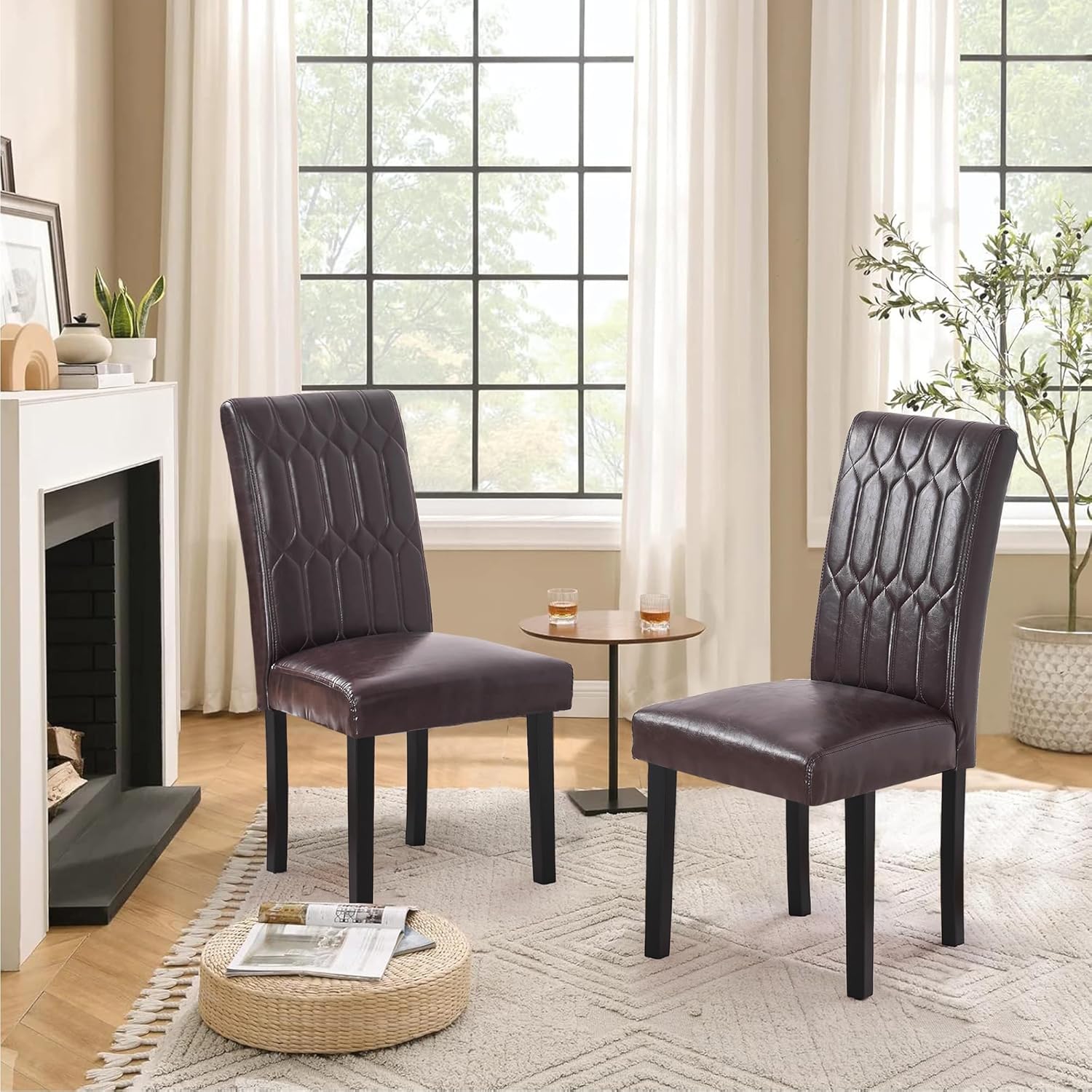 VECELO Upholstered Dining Chairs Set of 2