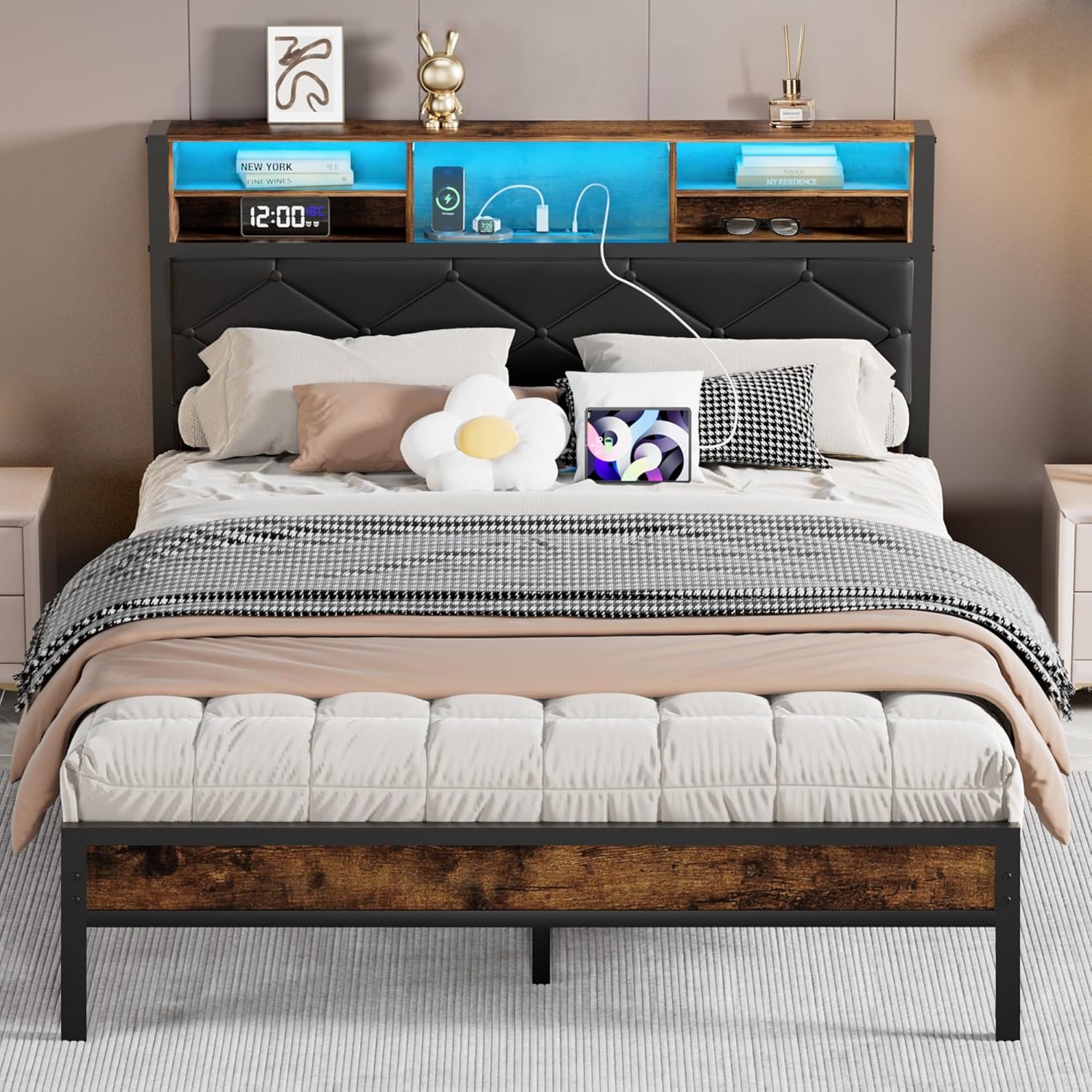 VECELO Twin Size Bed Frame with Headboard & Footboard