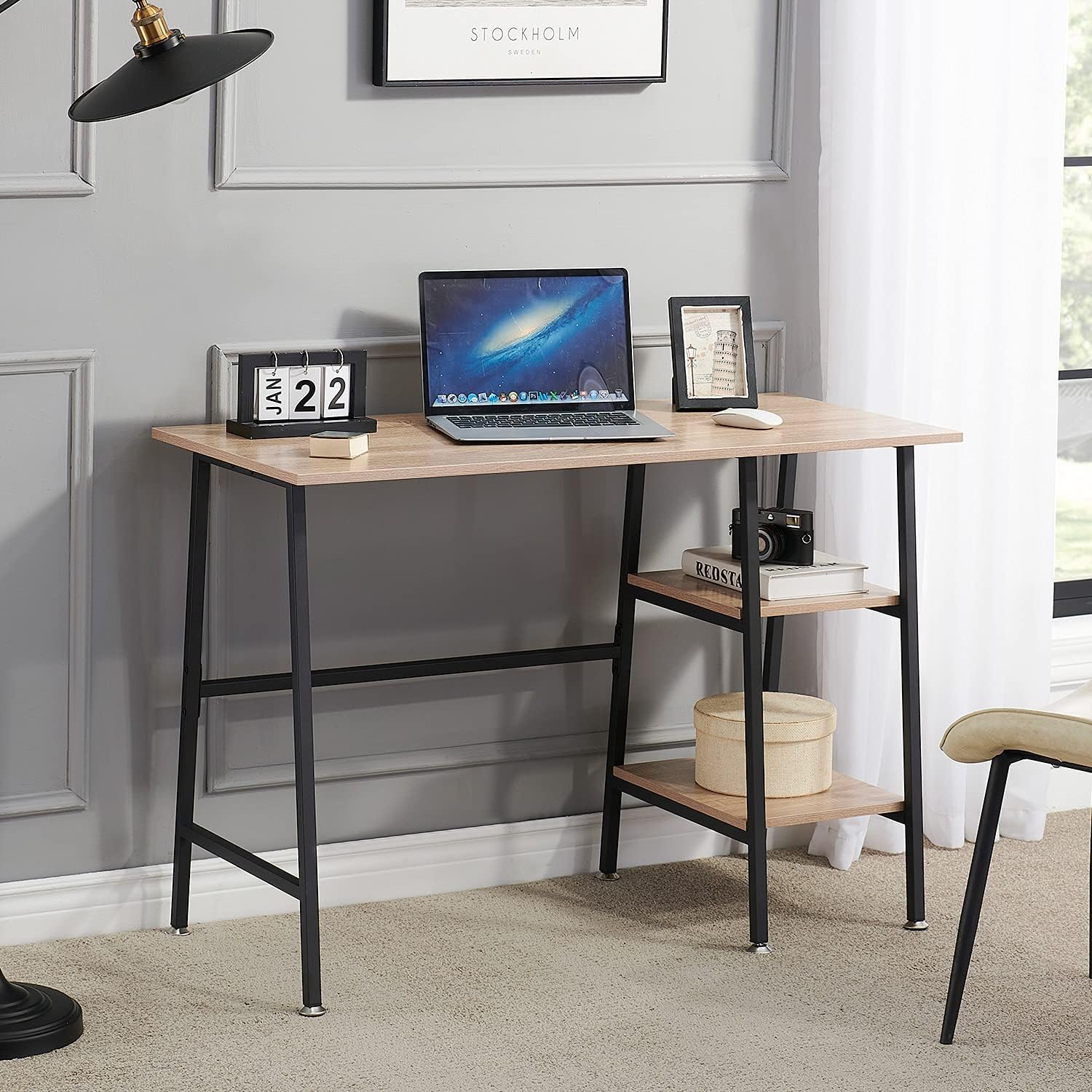 Writing computer desk laptop table white trestle home office desk deals study reading