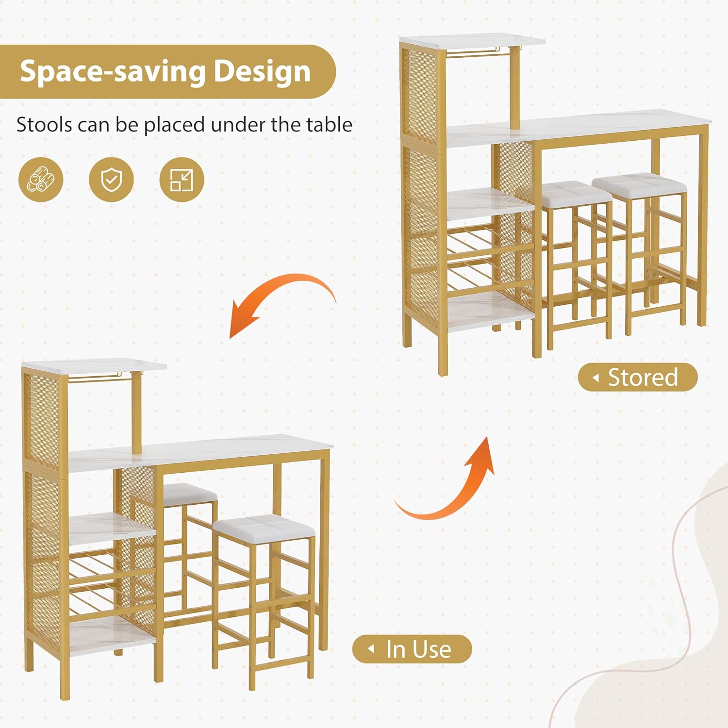 VECELO Bar Table and Chairs Set for 2