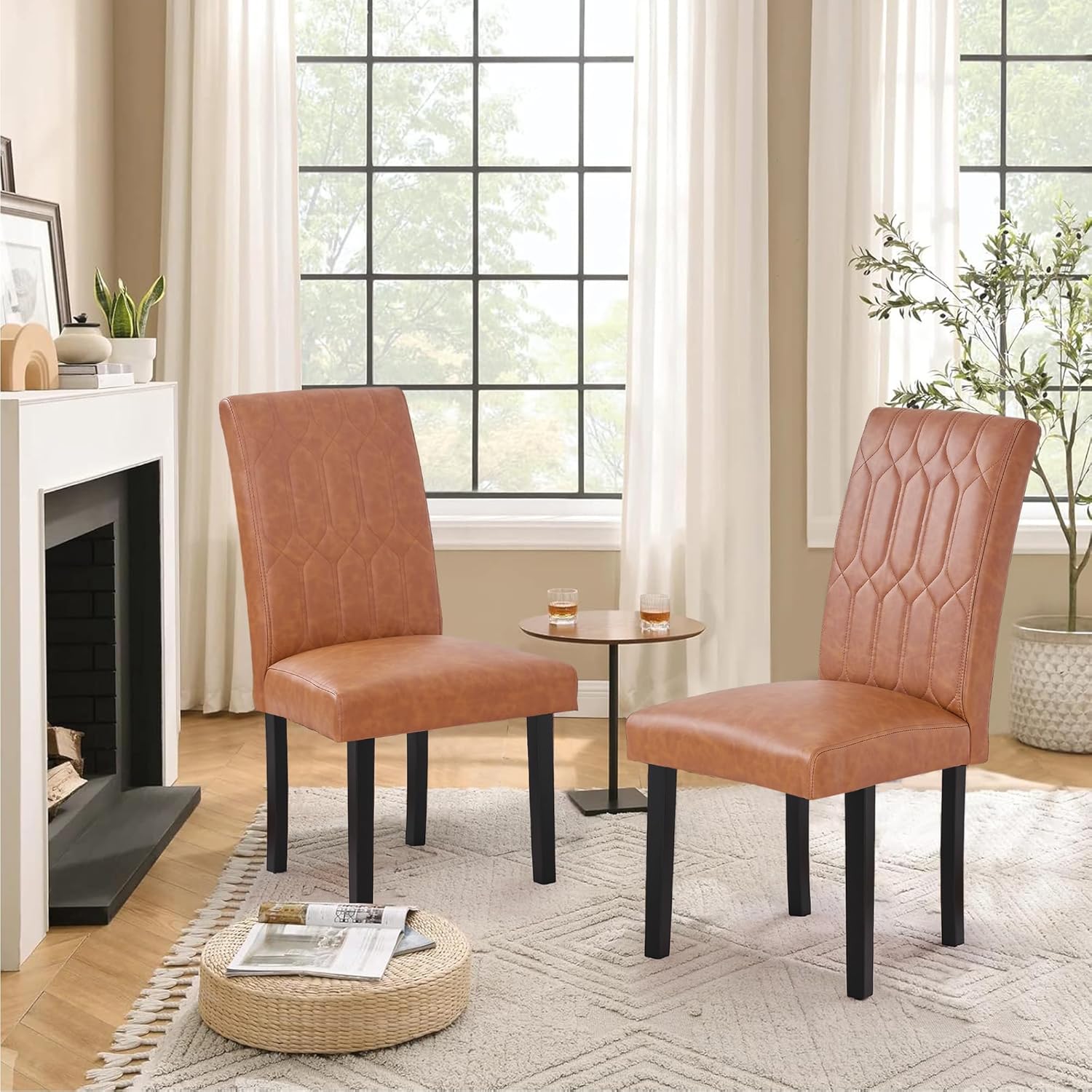 VECELO Upholstered Dining Chairs Set of 2