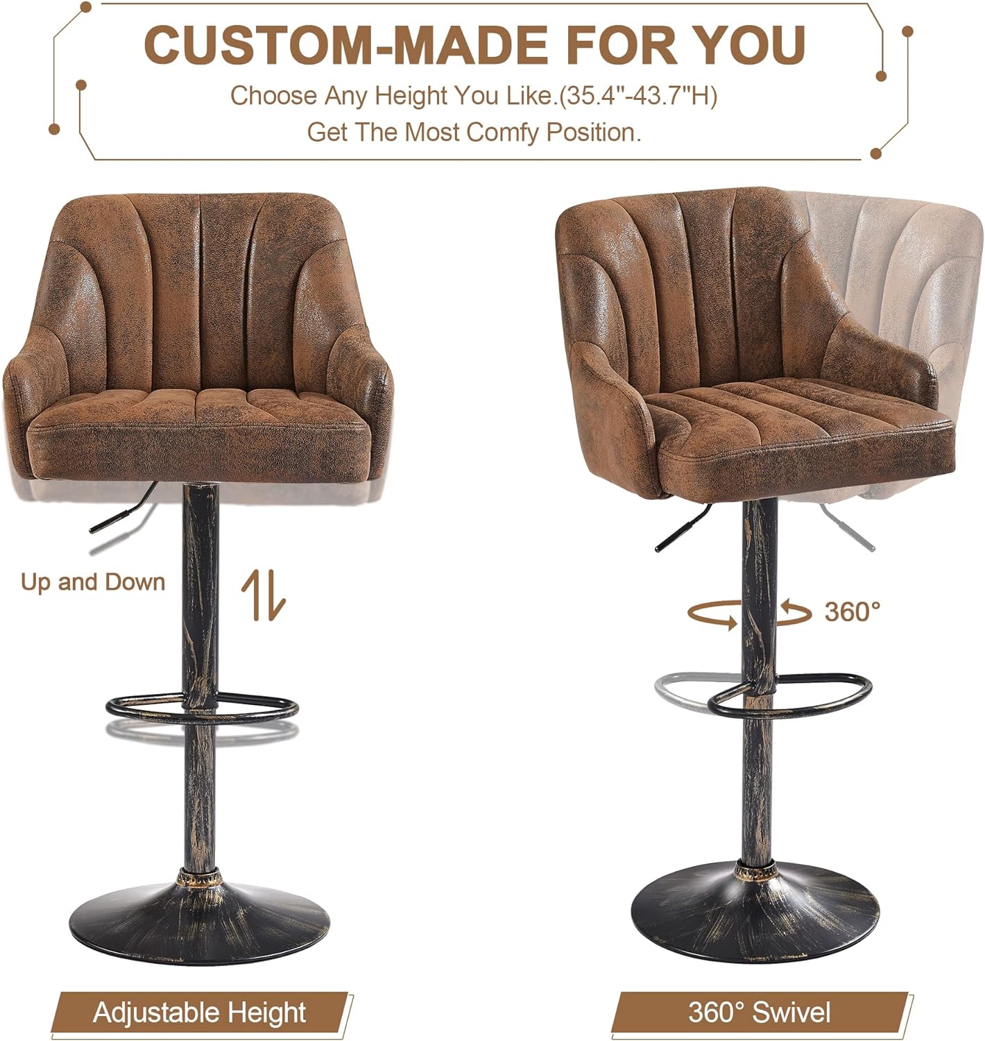 Adjustable bar stools best sale with backs and arms