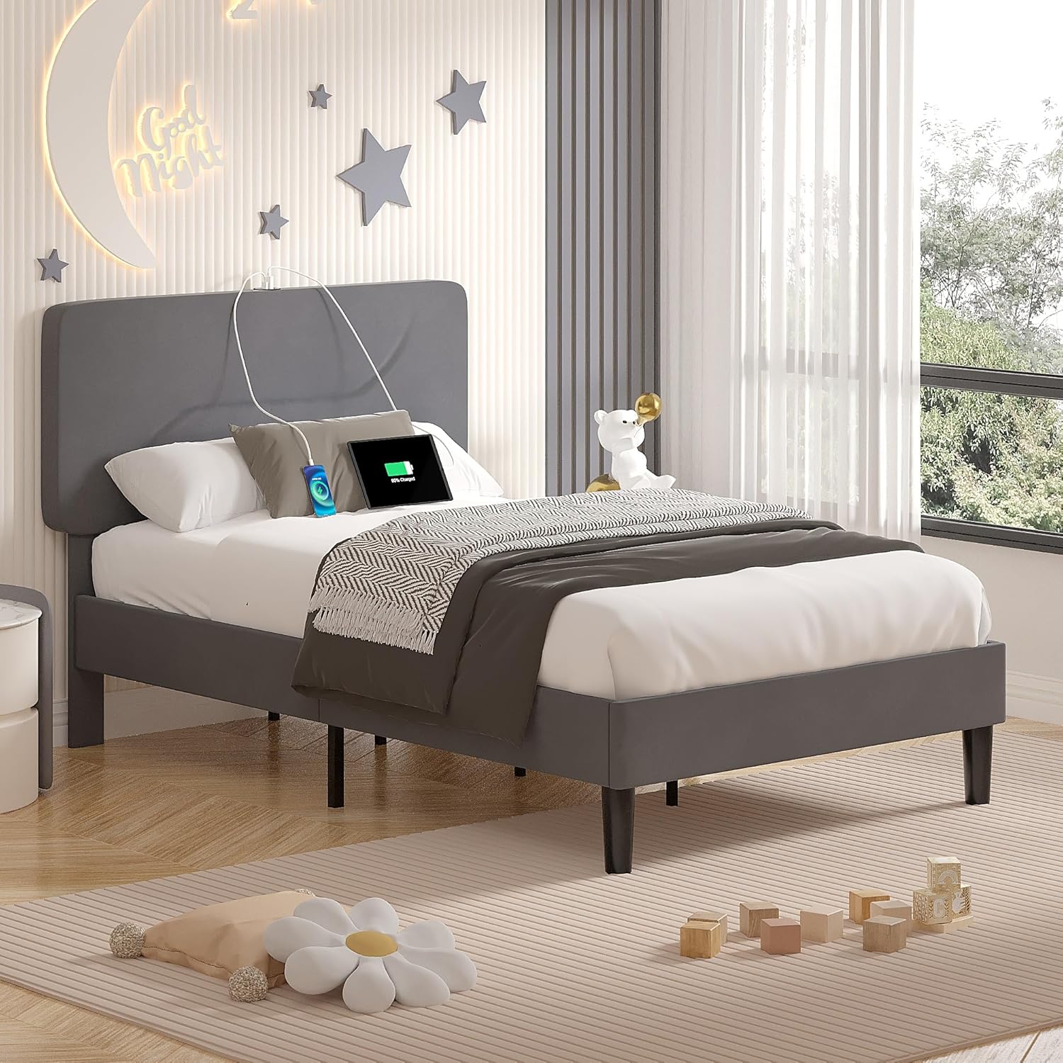 VECELO Bed Frame with LED Lights