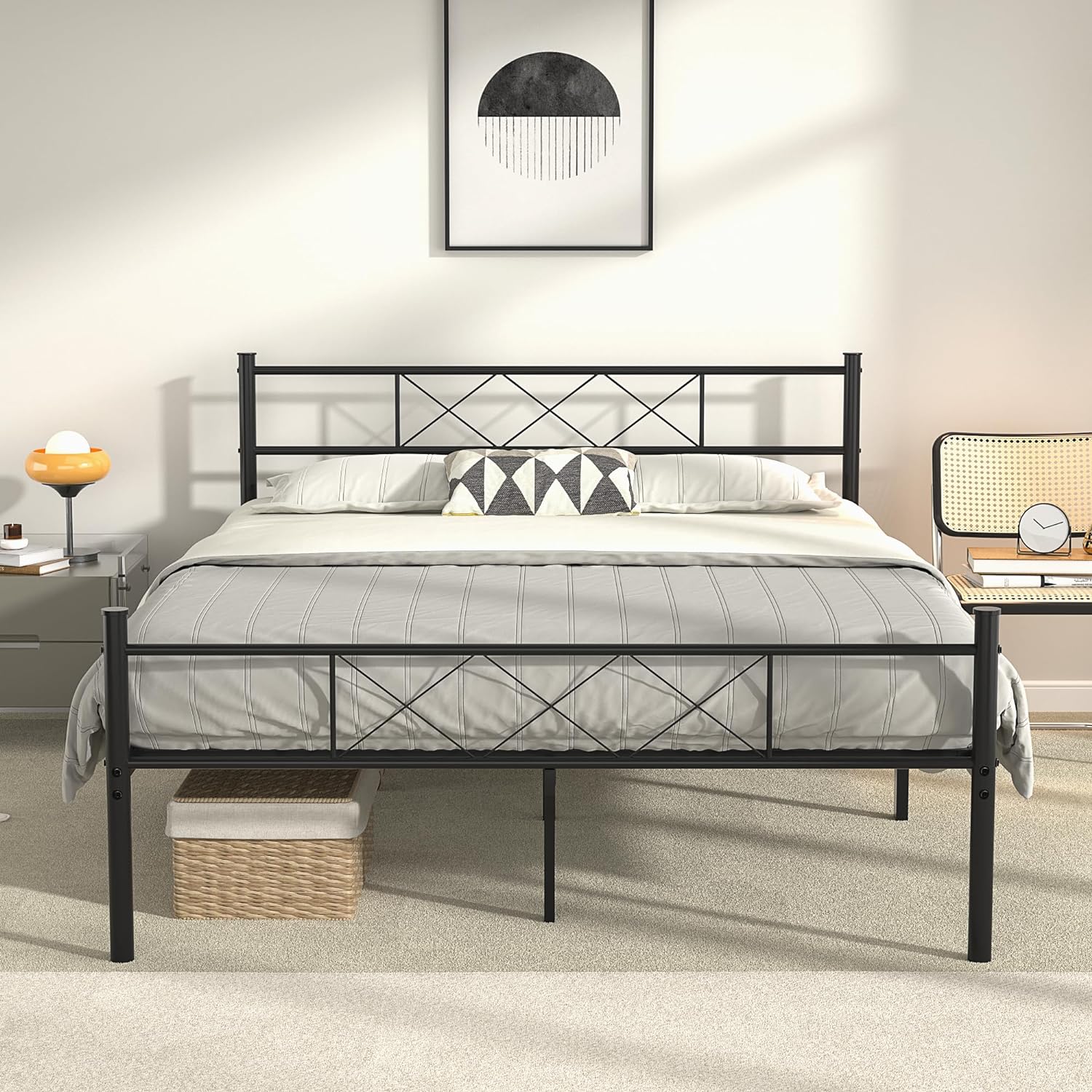 Metal bed deals frame with mattress