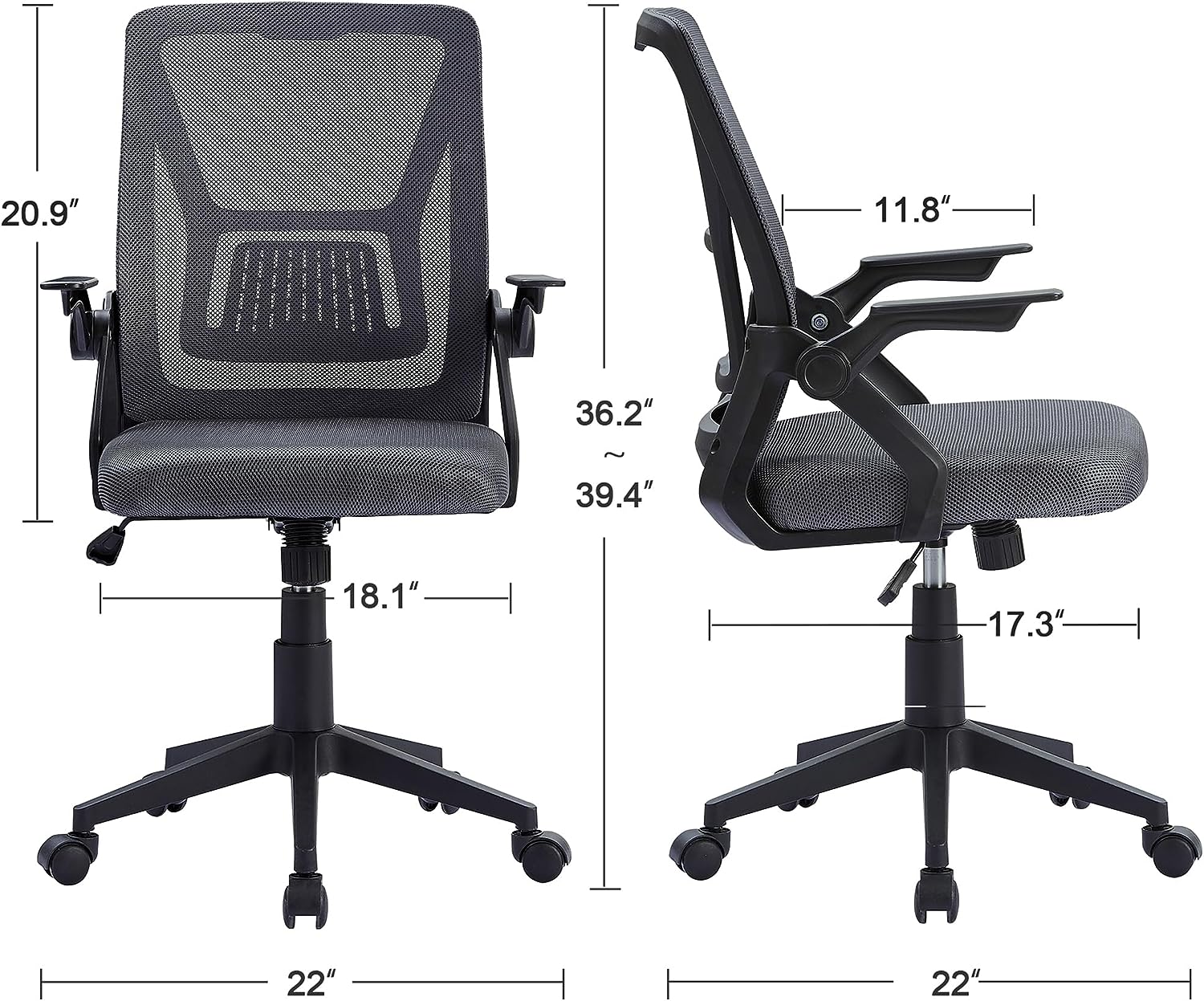 VECELO Mid Back Swivel Ergonomic Office Chair