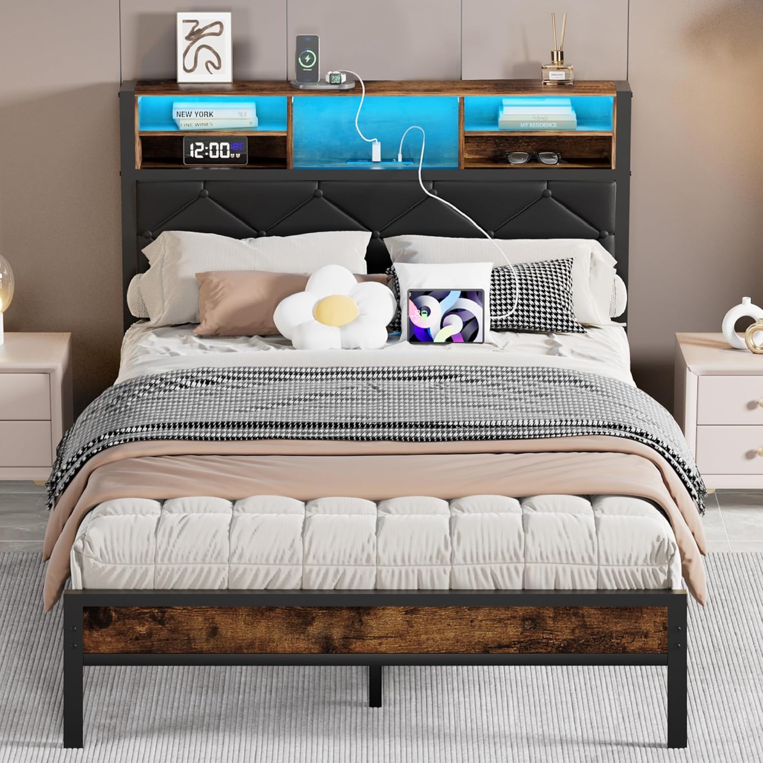 VECELO Twin Size Bed Frame with Headboard & Footboard