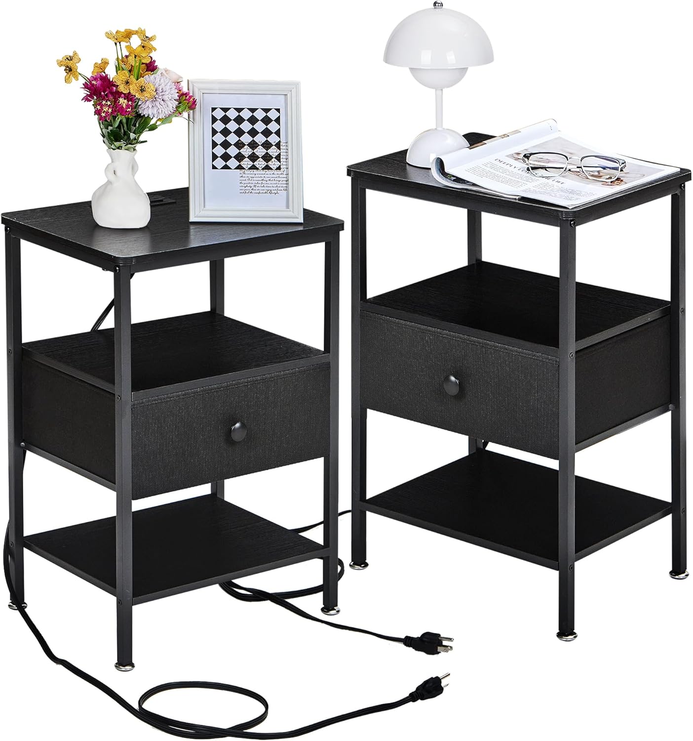 VECELO End Table with Charging Station