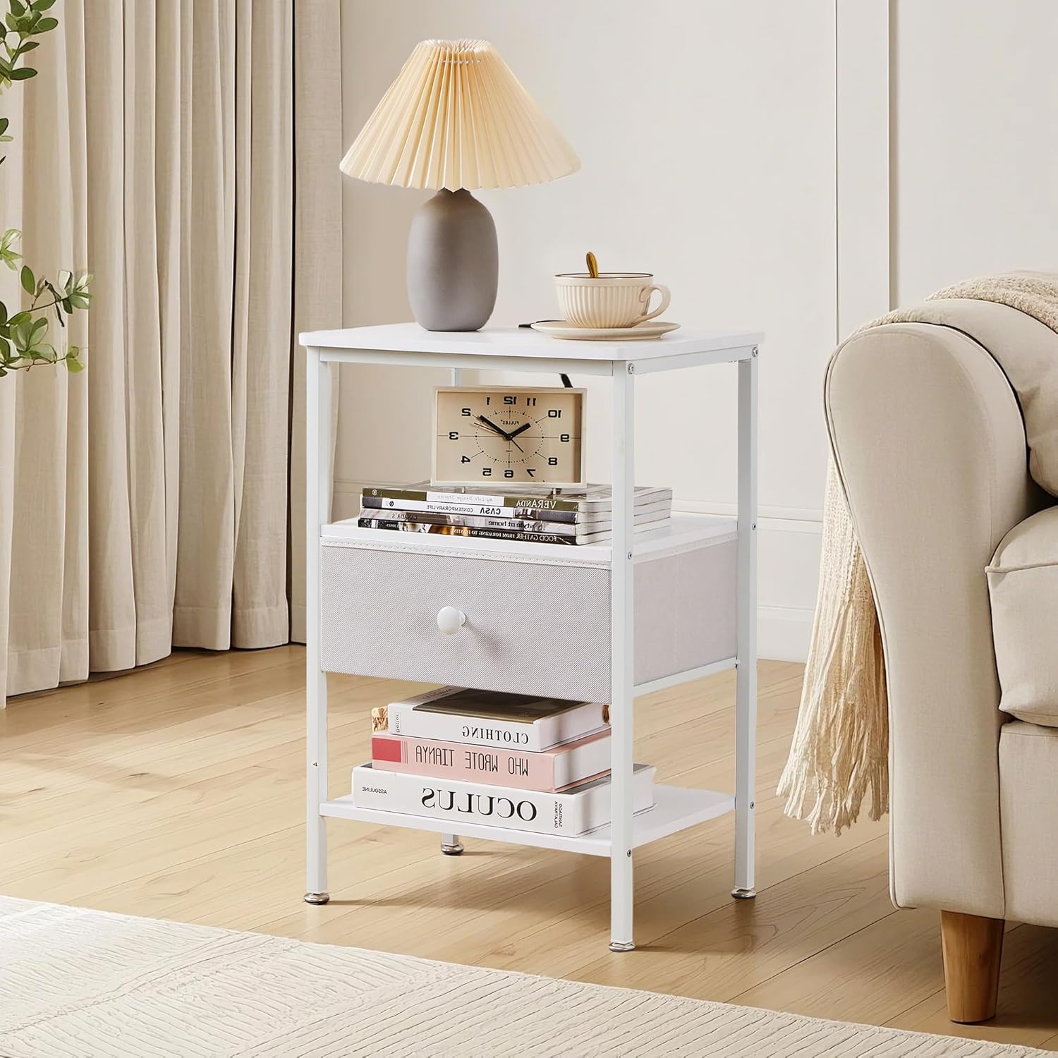 VECELO End Table with Charging Station