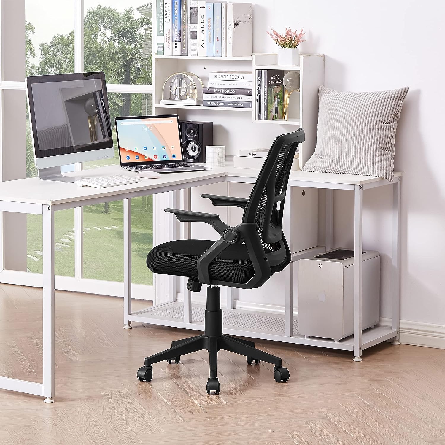 VECELO Home Office Desk Chair with Backrest for Garage Shop Workbench
