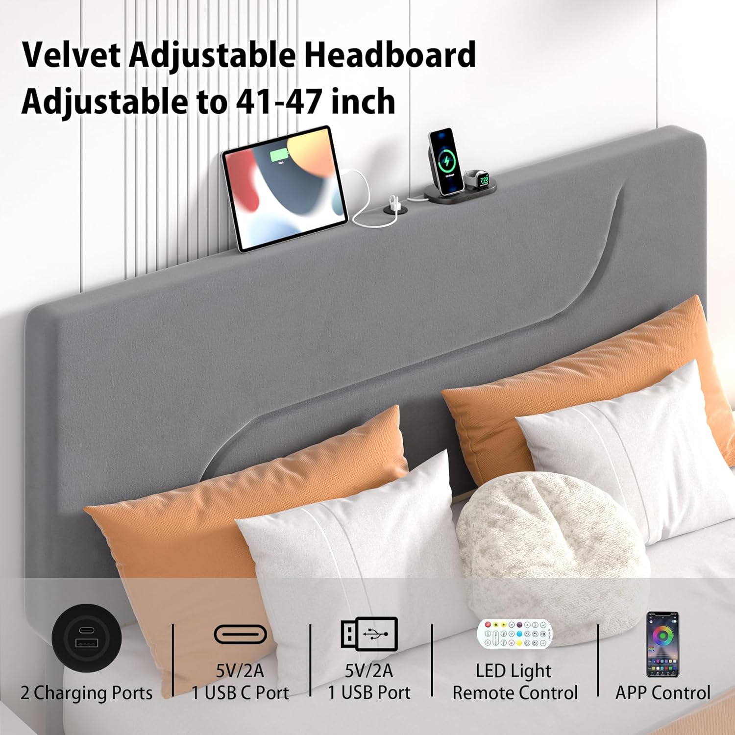 VECELO Bed Frame with LED Lights