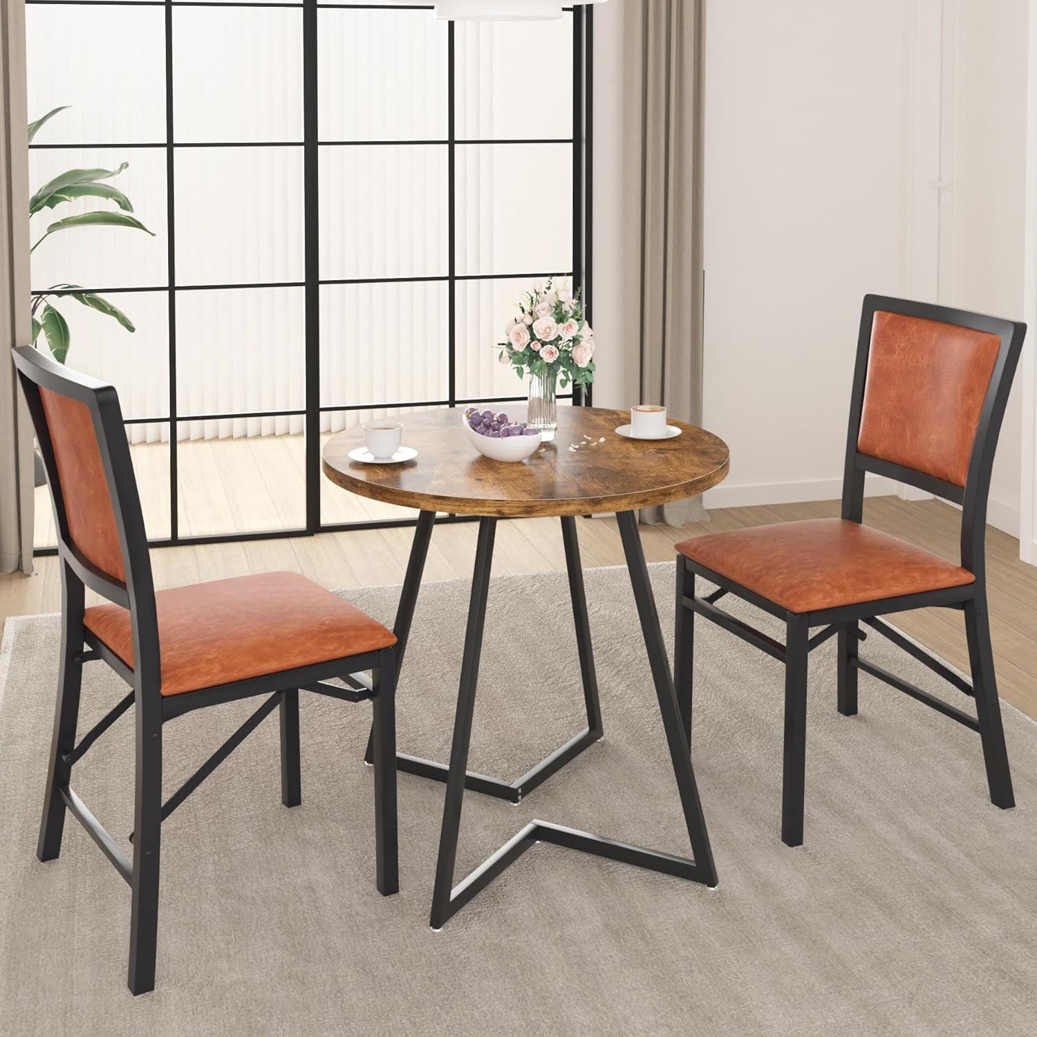 VECELO Folding Chairs Set of 2 with Cushion