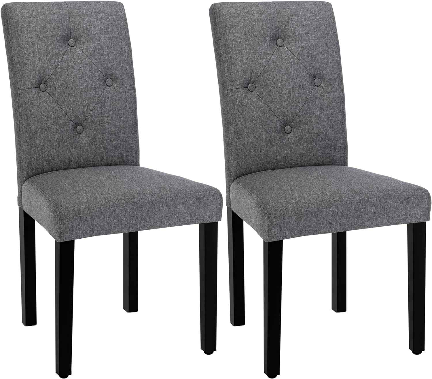 VECELO Upholstered Dining Set of 2 Modern Fabric Dinning Chair with Solid Wood Legs and High Back