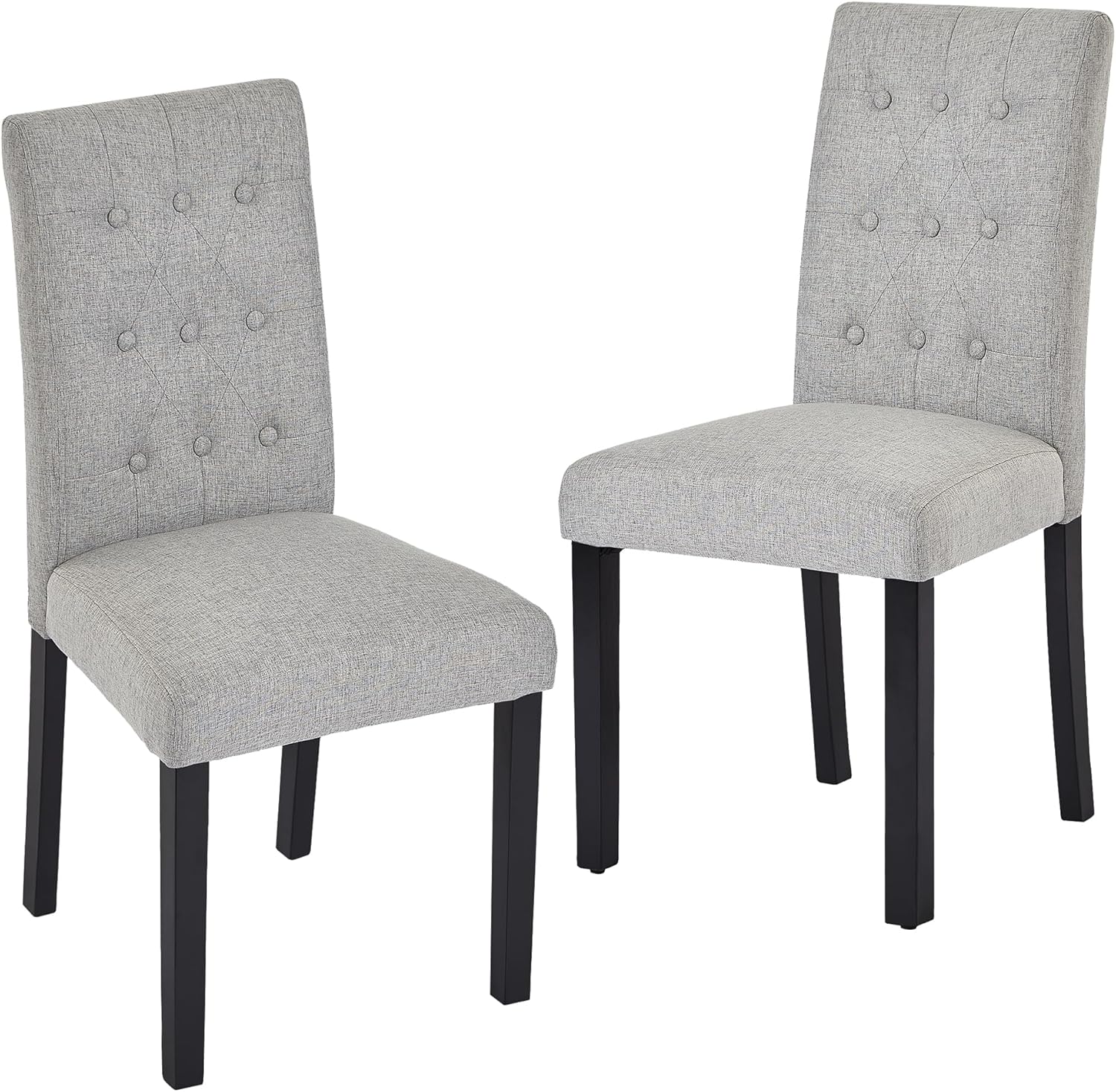 VECELO Upholstered Dining Chairs Set of 2 Button Tufted Back, Padded Seat, Wood Legs with Rubber Footpads