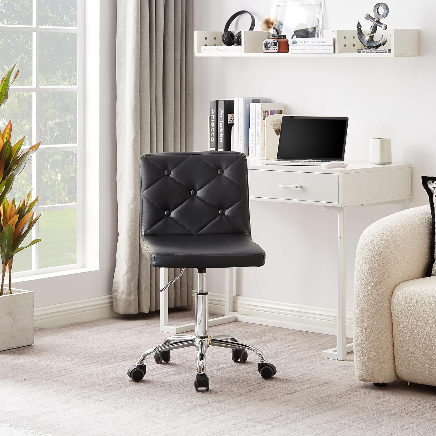 VECELO Fabric Swivel Ergonomic Office Task Chair with Adjustable