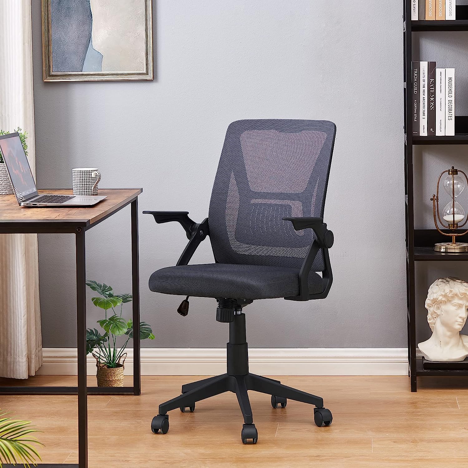 Office Chair, Mid Back Desk Chair, Ergonomic Home Office Desk Chairs, Mesh  Computer Chair, Cute Swivel Rolling Task Chair with Lumbar Support and