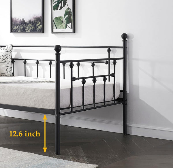 Daybed Frame Metal Platform with Headboard Victorian Style