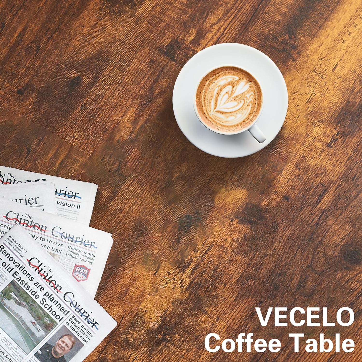 VECELO Coffee Table, Adjustable Coffee Table Set of 2 with End Table for Living Room