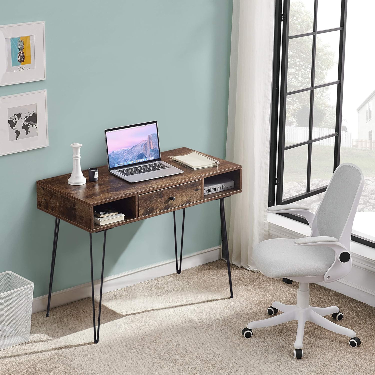 Work from home online chair with laptop stand